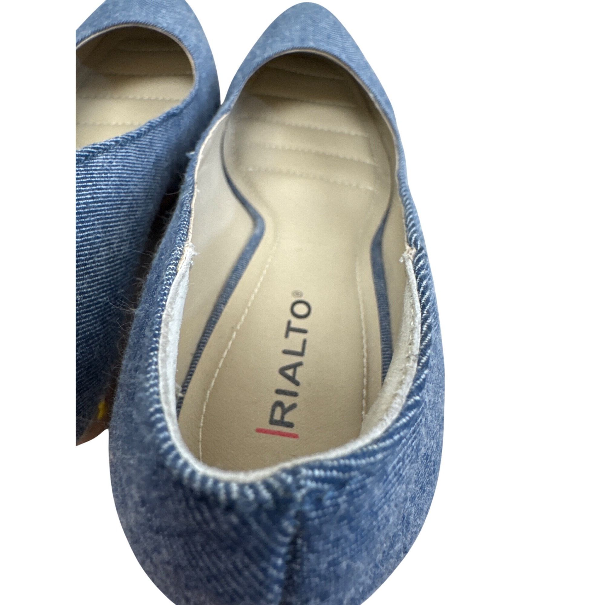 Designer Rialto Womens Blue Denim Floral Cork 3" Wedge Heel Shoes Siz Size US 9.5 / IT 39.5 - 11 Thumbnail