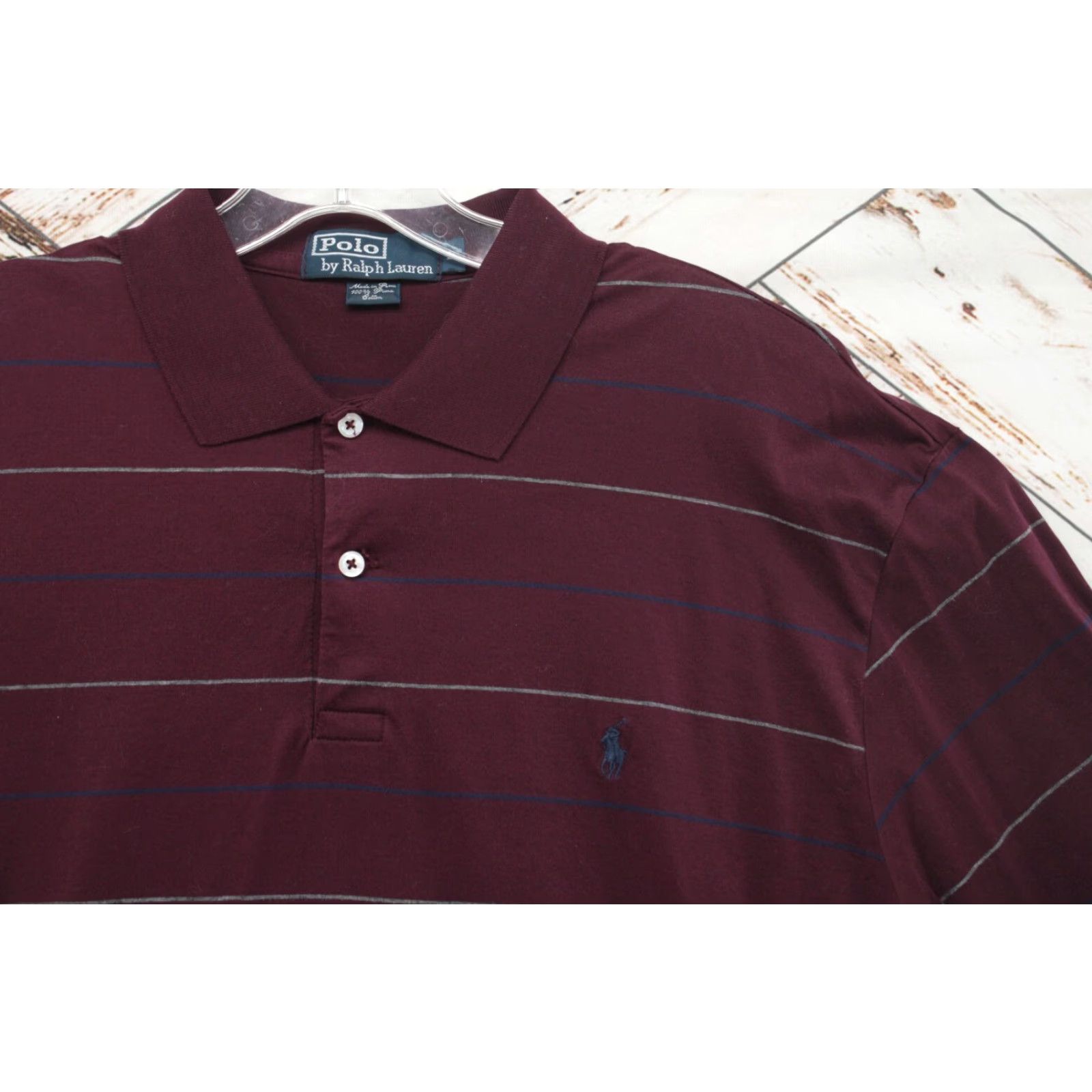 Polo Ralph Lauren VINTAGE Polo Ralph Lauren Shirt Men L Burgandy Pin Striped Polo Casual Preppy Logo Rugby / City / Classic / Dad / Designer / Sports Mens Size US L / EU 52-54 / 3 - 3 Thumbnail