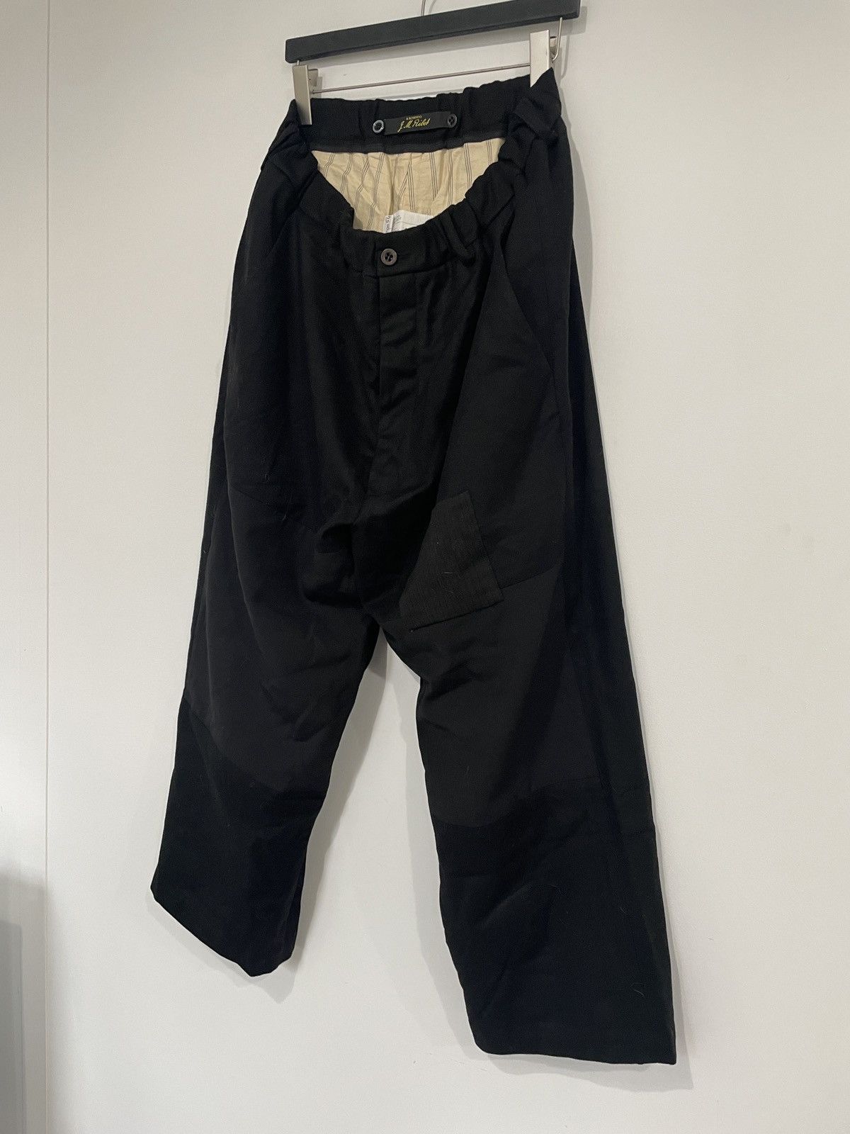 image of Archivio J M Ribot Wool Patchwork Elastic Waist Trousers in Black, Men's (Size 36)