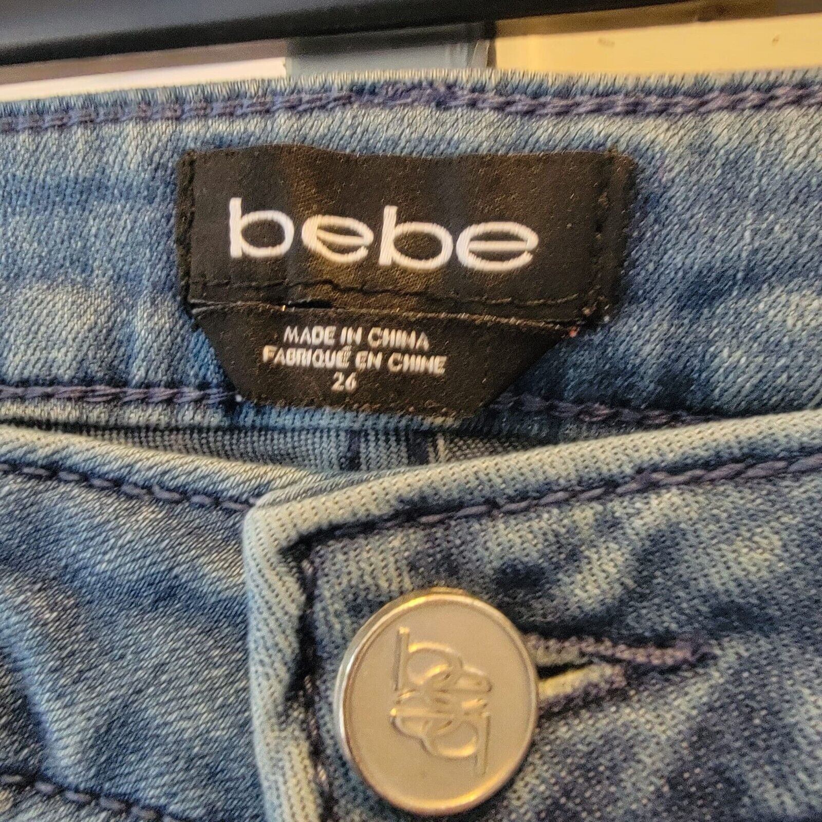 Bebe ❤️❤️BEBE Women Mid Rise Skinny Jeans Size 26 Patched Ripped Size 26" / US 2 / IT 38 - 5 Thumbnail