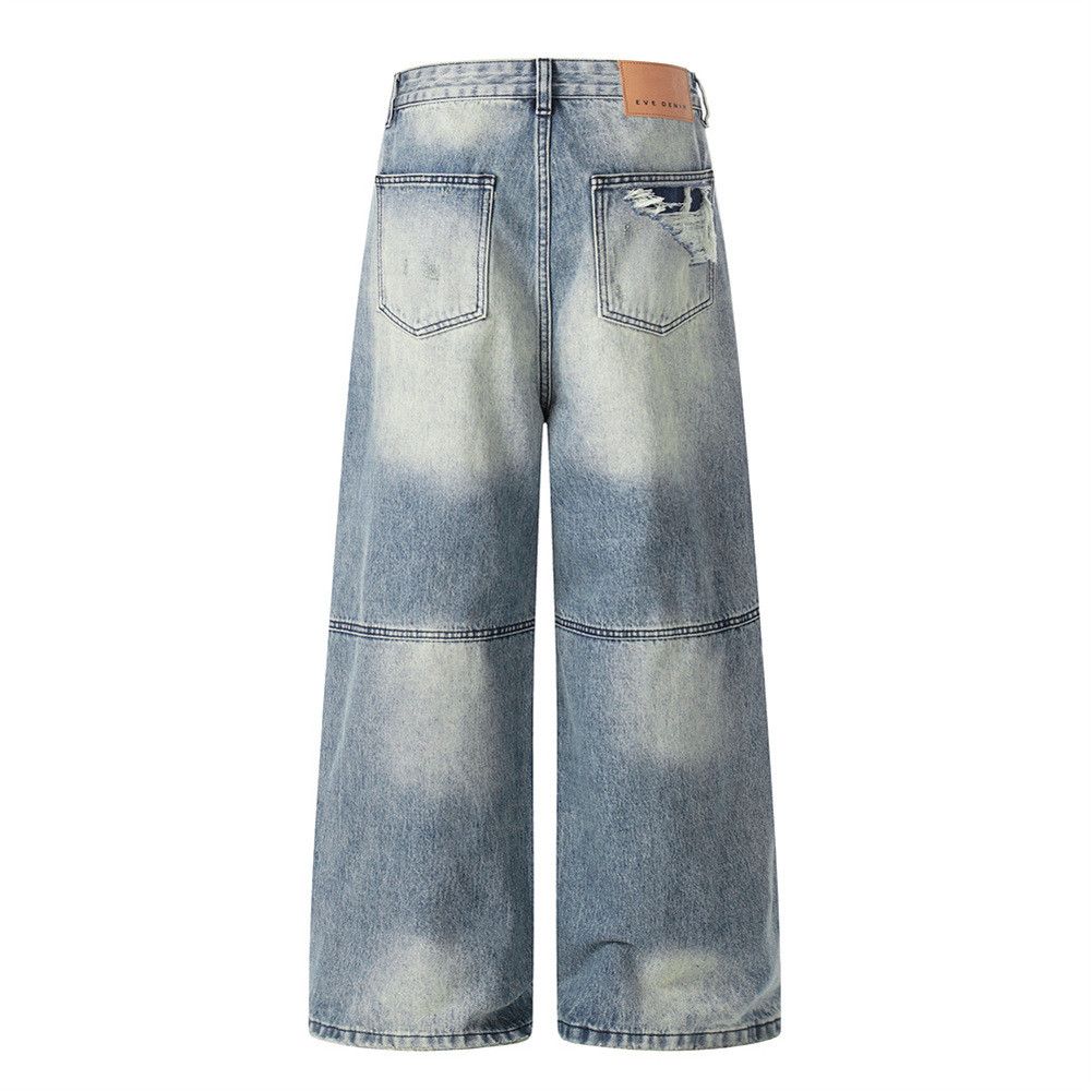 Vintage Loose-fitting men's punk gradient distressed jeans Size US 32 / EU 48 - 2 Thumbnail