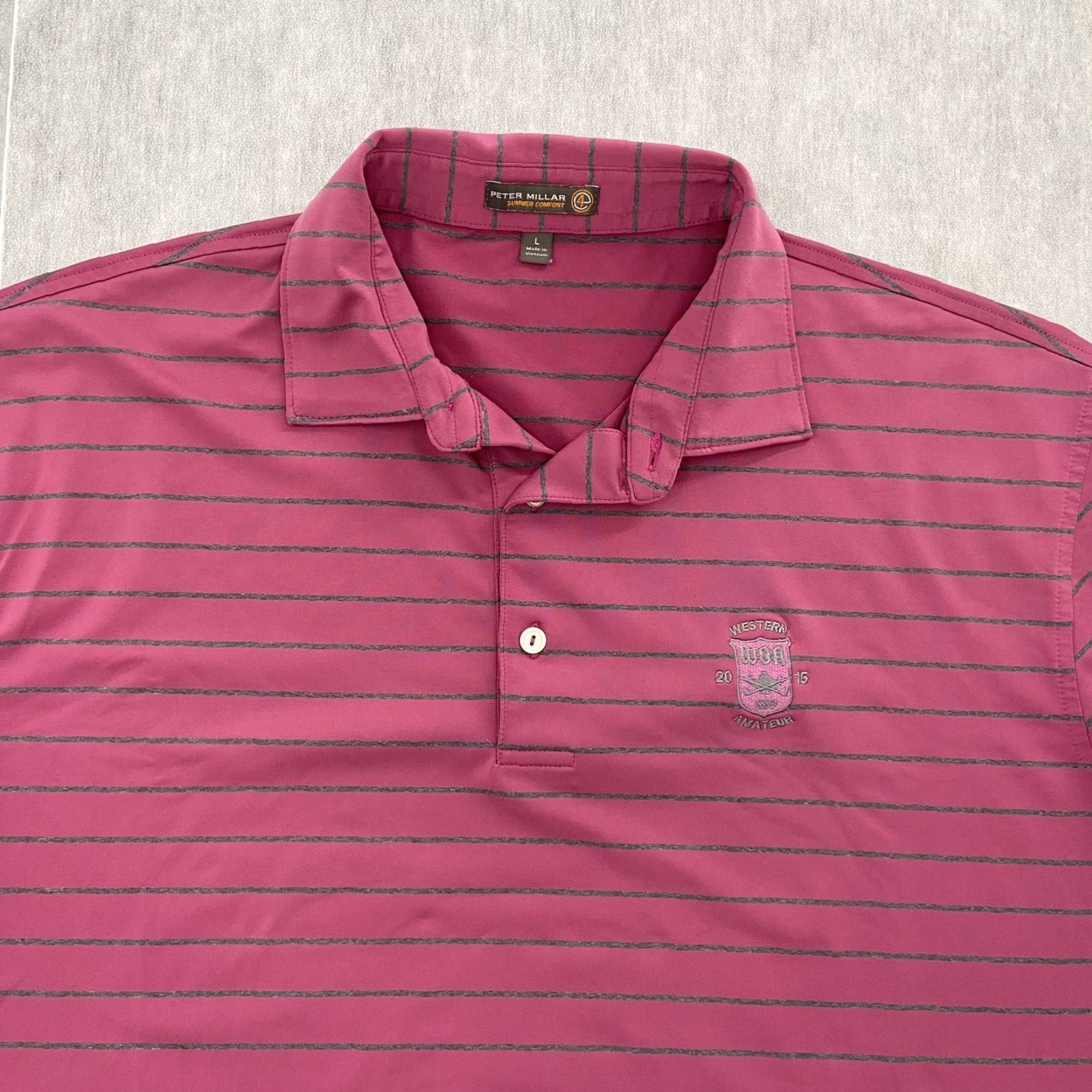 Peter Millar Peter Millar Shirt Adult Large Pink Polo Stripe Summer Comfort Western Amateur L Size US L / EU 52-54 / 3 - 3 Thumbnail