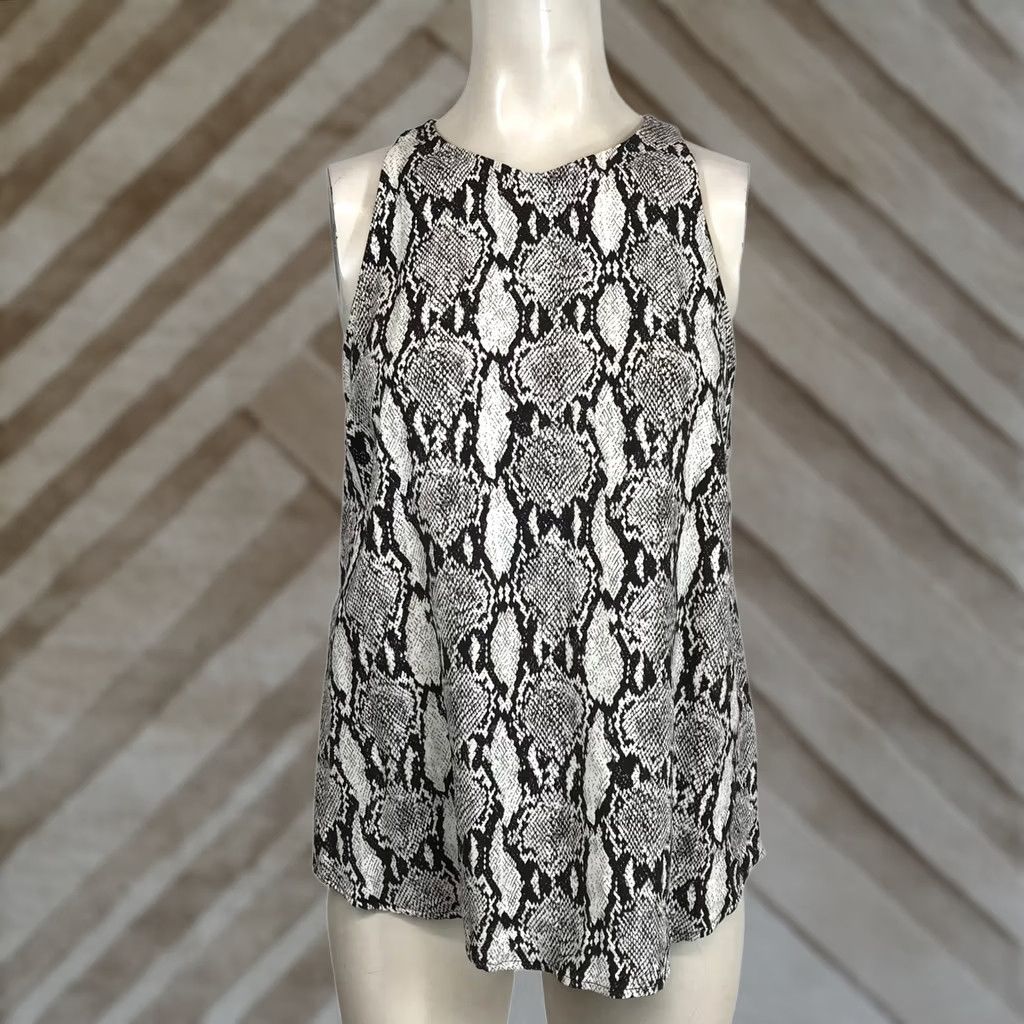 Vintage ALC Snake Print Tank Top Women Size 10 - Sleek Black Stylish Size L / US 10 / IT 46 - 1 Thumbnail