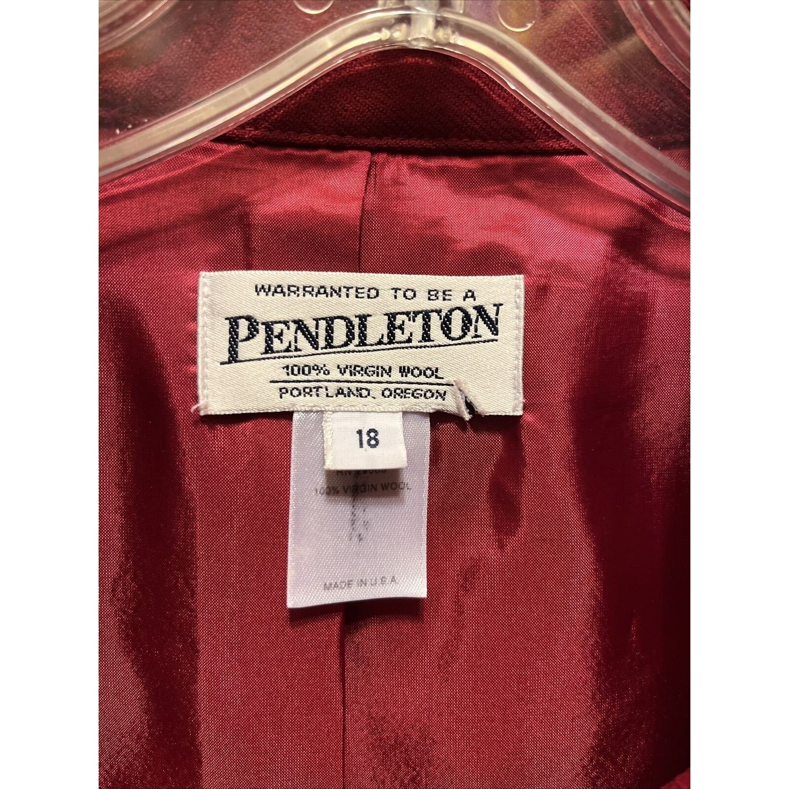 Pendleton Pendleton Vintage Women’s Size 18 Red Wool LS Button Up Coat Size XXL / US 16-18 / IT 52-54 - 4 Thumbnail