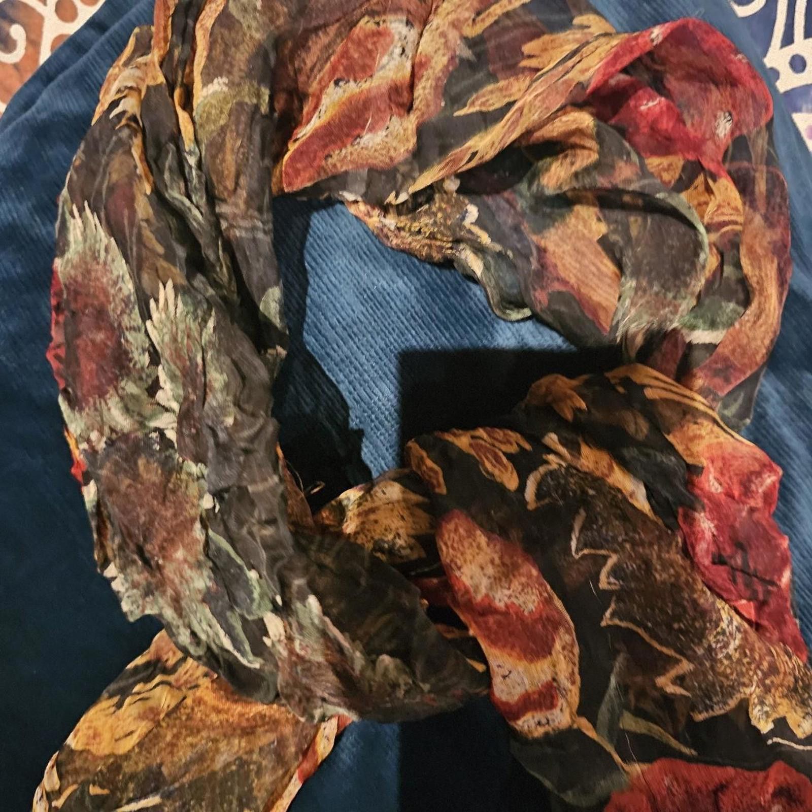 Designer Vintage Floral Sheer Scarf Size ONE SIZE - 4 Thumbnail