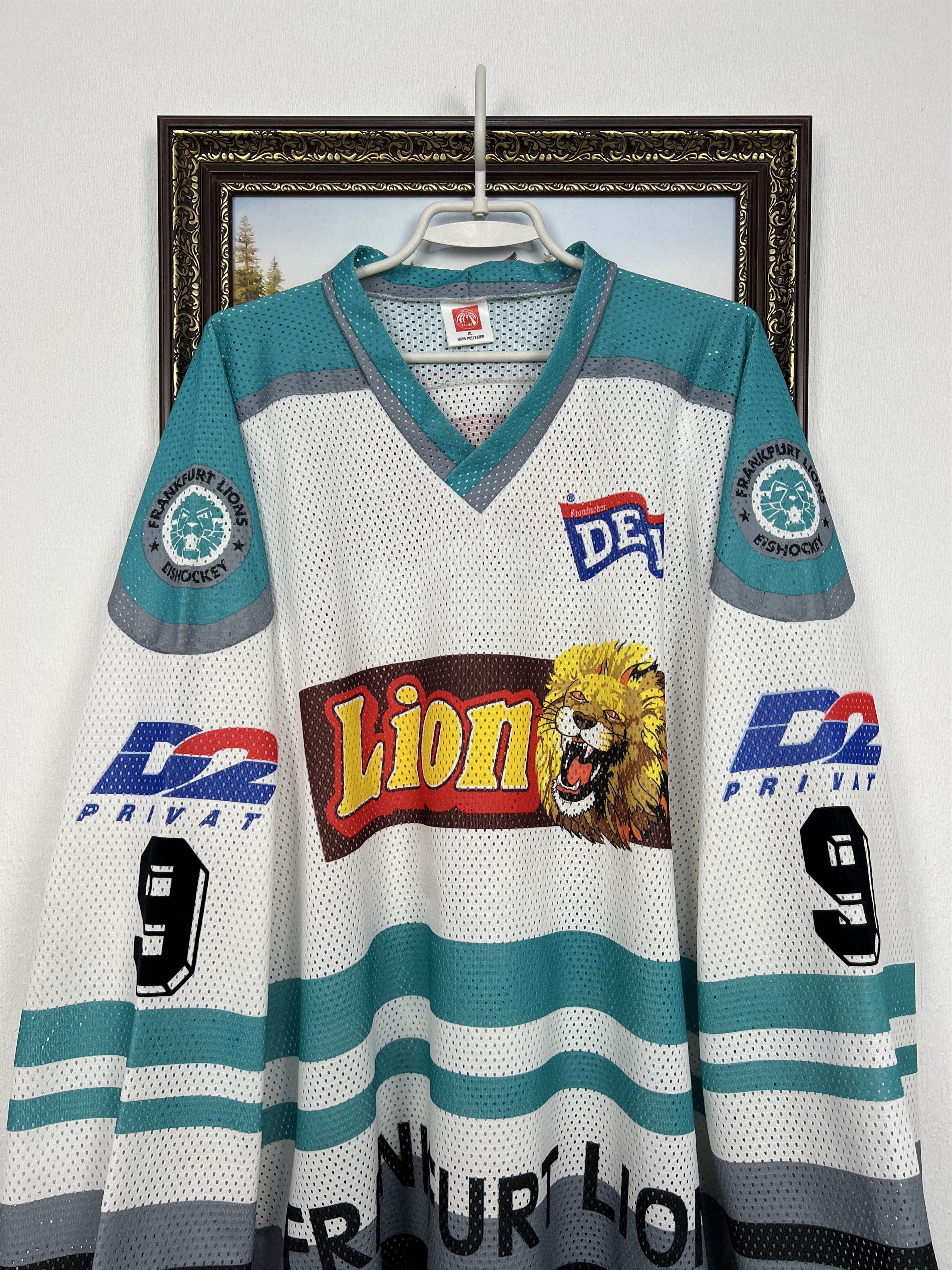 Vintage Vintage 90's Frankfurt Lions Ice Hockey #9 Ziesche Size US XL / EU 56 / 4 - 2 Thumbnail