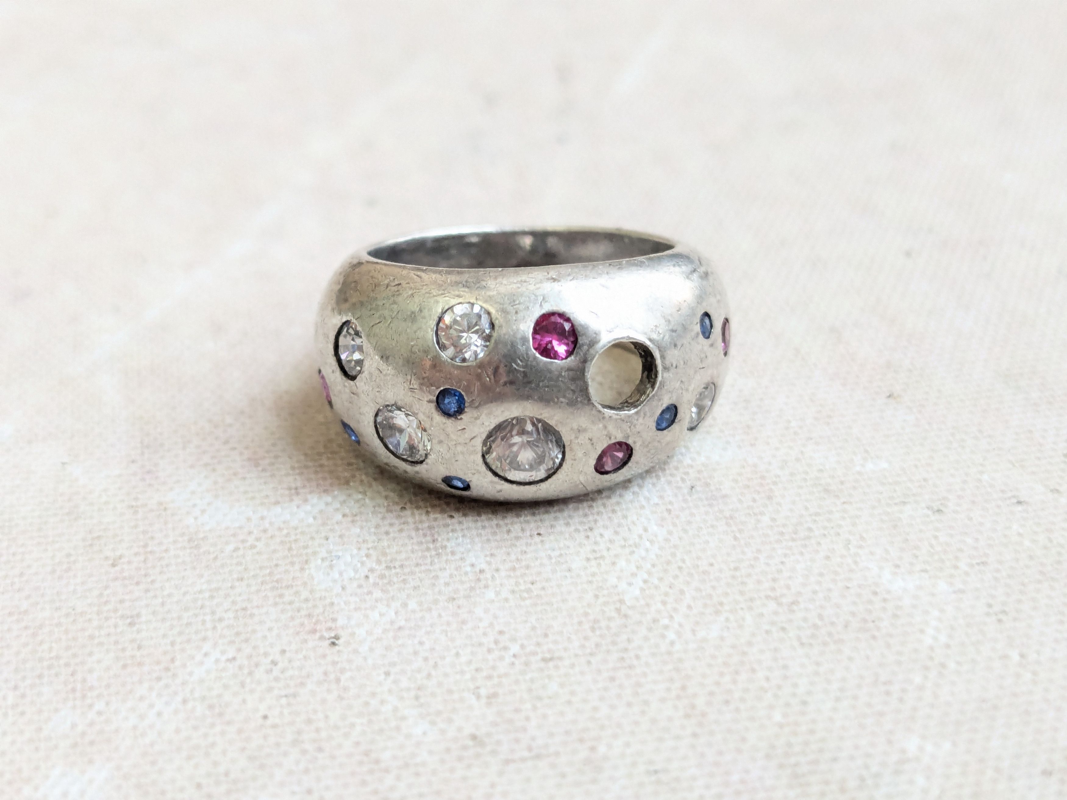 Sterling Silver Vintage Sterling Silver Ring Dome 5.25 Rainbow Y2K Size ONE SIZE - 5 Thumbnail