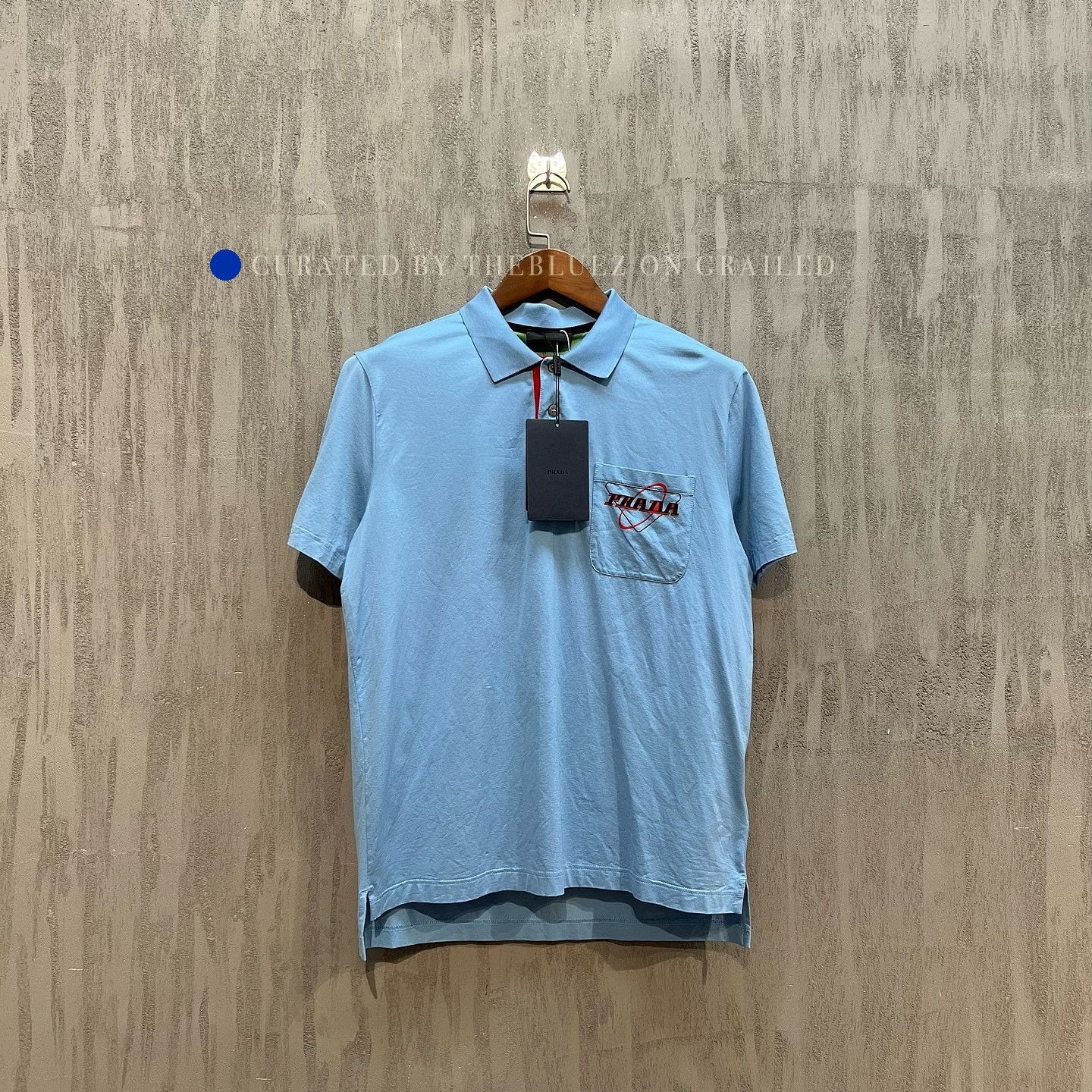 Prada Classic Blue Polo with Logo Pocket Size US XL / EU 56 / 4 - 1 Thumbnail