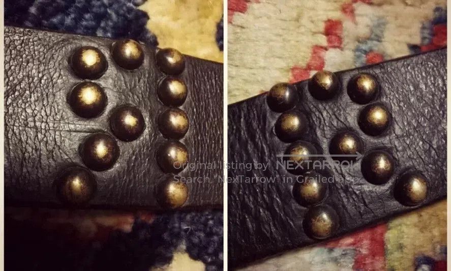 RRL Ralph Lauren Vintage Double RL Studded Leather Belt. Size ONE SIZE - 8 Thumbnail