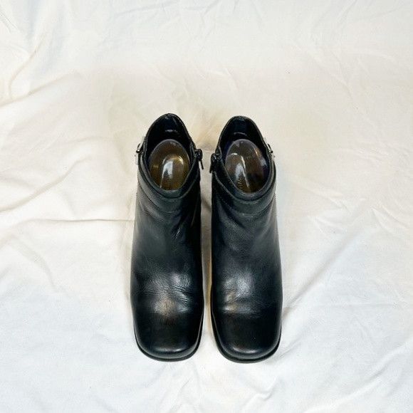 Covington Vintage 90s Covington Black Leather Square Toe Ankle Boots Size US 7 / IT 37 - 3 Thumbnail