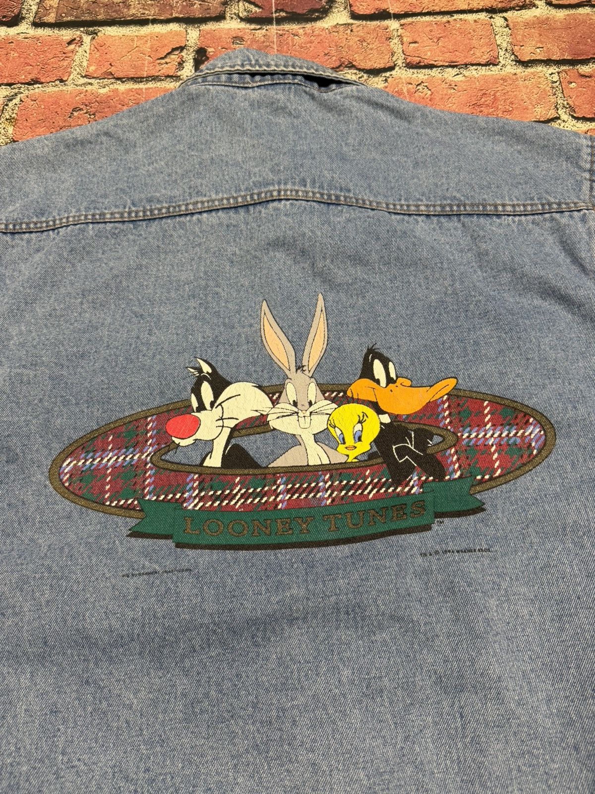 Warner Bros Vintage Looney Tunes Blue Denim Trucker Jacket Tweety Bugs Size US M / EU 48-50 / 2 - 5 Thumbnail