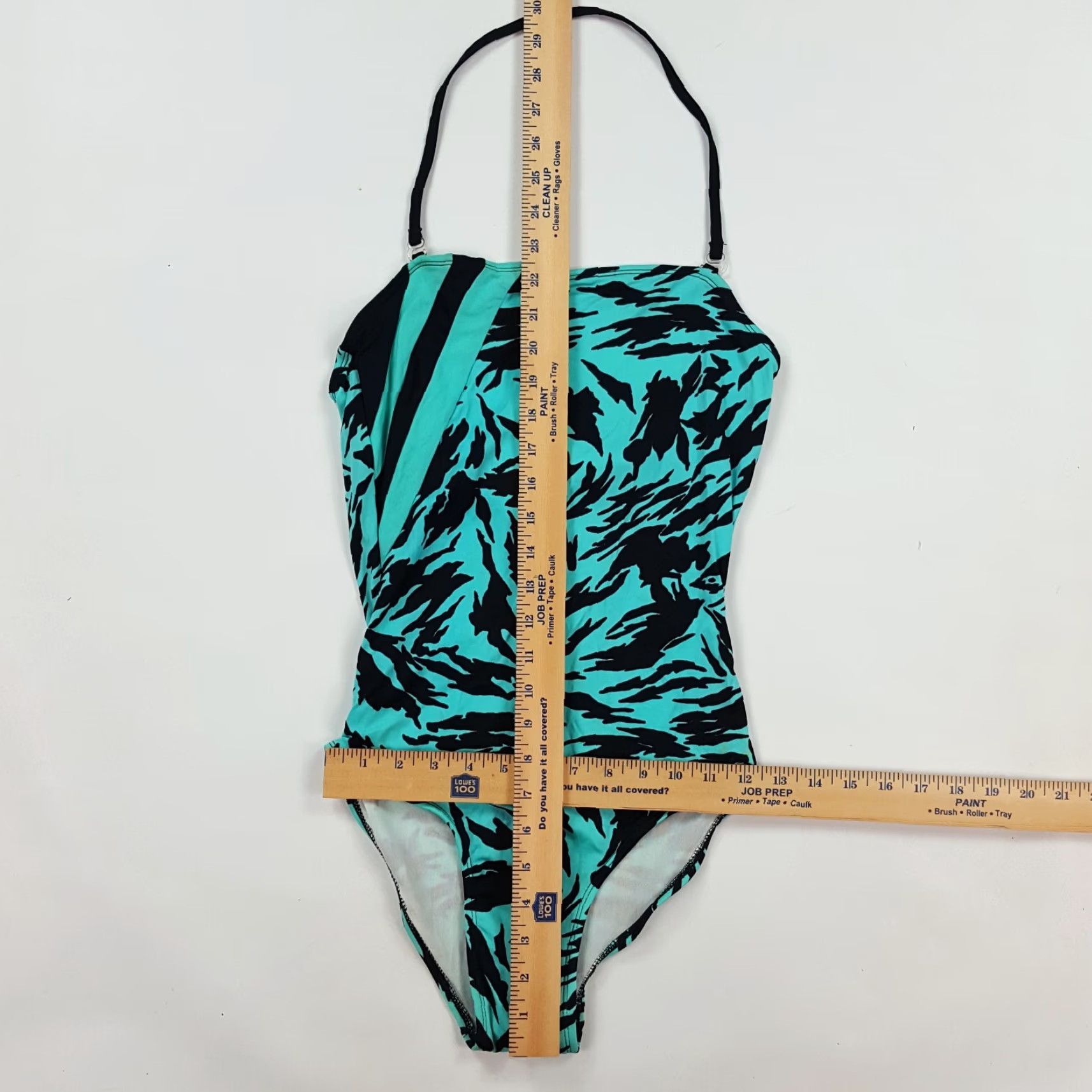 Vintage VTG 80s Cyan Tiger Halter Women's Size S One Piece Bikini Swim Suit Blue Retro SunJoy Size S / US 4 / IT 40 - 6 Thumbnail