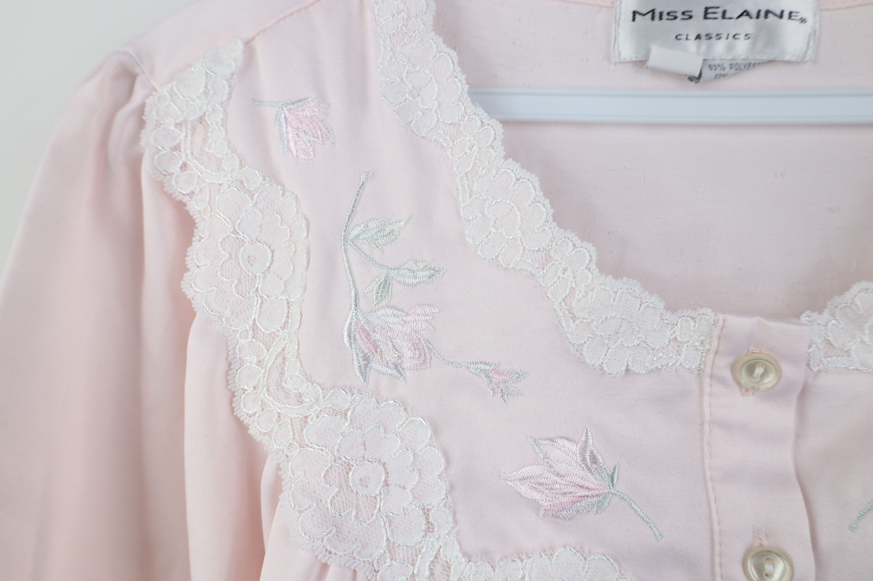 Vintage Vintage 90s Miss Elaine Flower Lace Night Gown Sleep Shirt Size M / US 6-8 / IT 42-44 - 6 Thumbnail