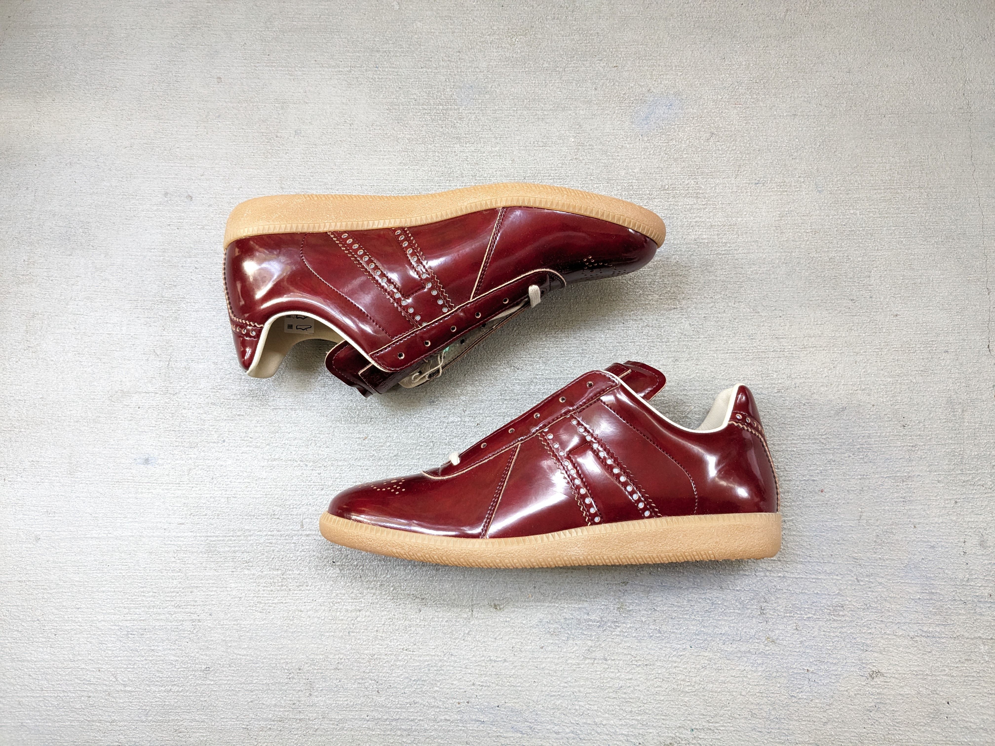 Pre-owned Maison Margiela Gat Replica Burgundy Brogues 9 42 Lows Gum Shoes In Burgundy Red