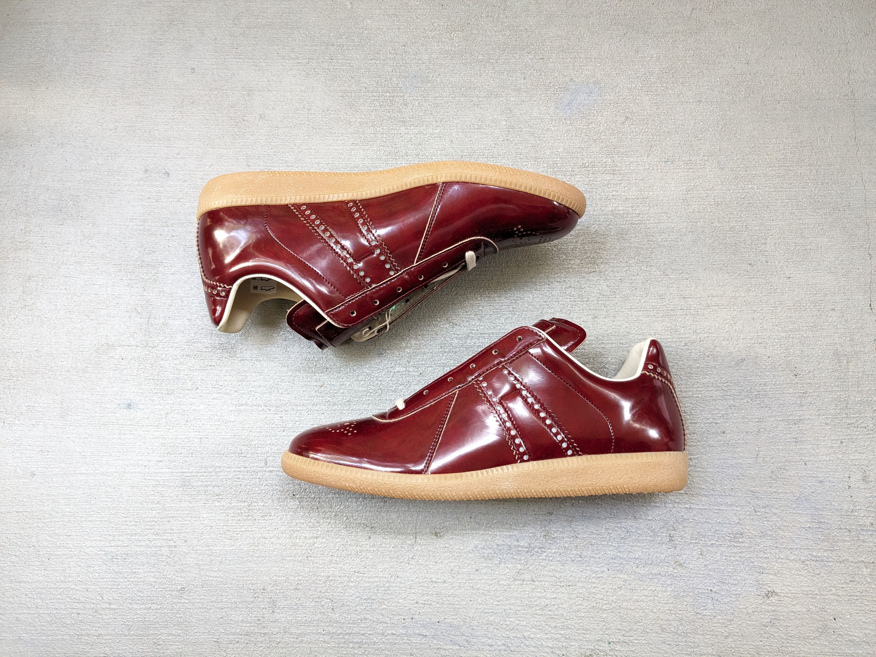 image of Maison Margiela Gat Replica Burgundy Brogues 9 42 Lows Gum Shoes in Burgundy Red, Men's