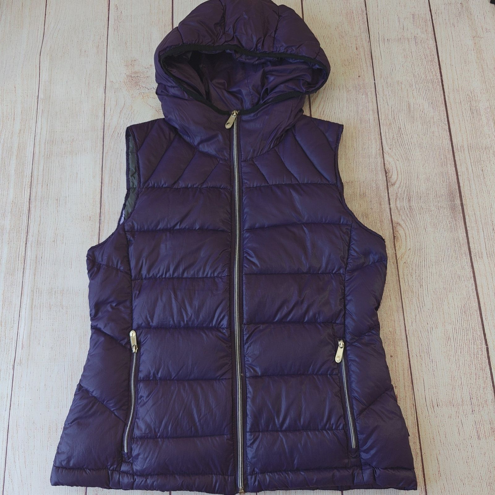 Calvin Klein purple packable down puffer vest with hoodie sz XS Size XS / US 0-2 / IT 36-38 - 6 Thumbnail