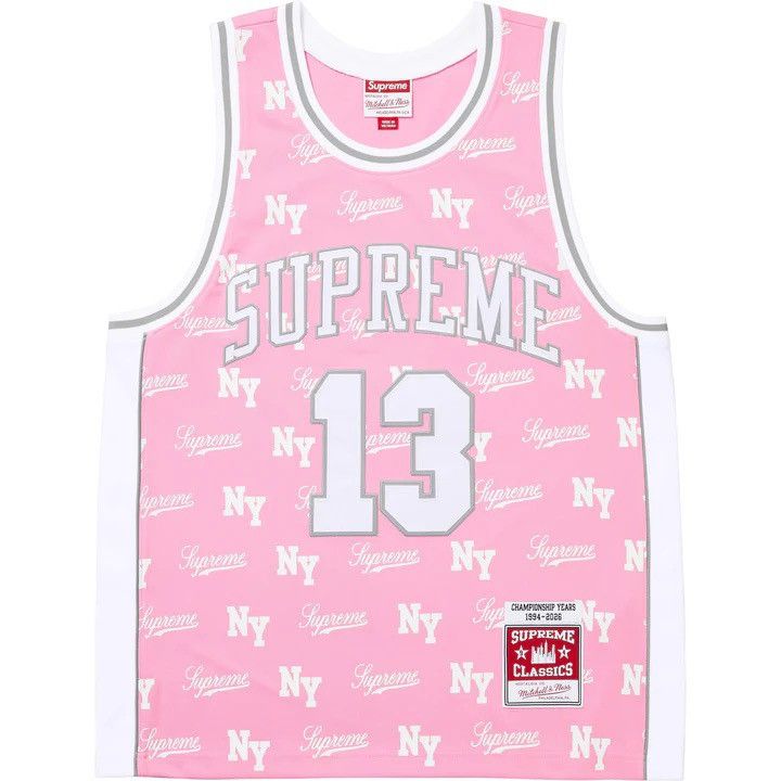 Mitchell & Ness × Supreme Supreme®/Mitchell & Ness® Monogram Basketball Jersey - Pink Size US M / EU 48-50 / 2 - 1 Thumbnail