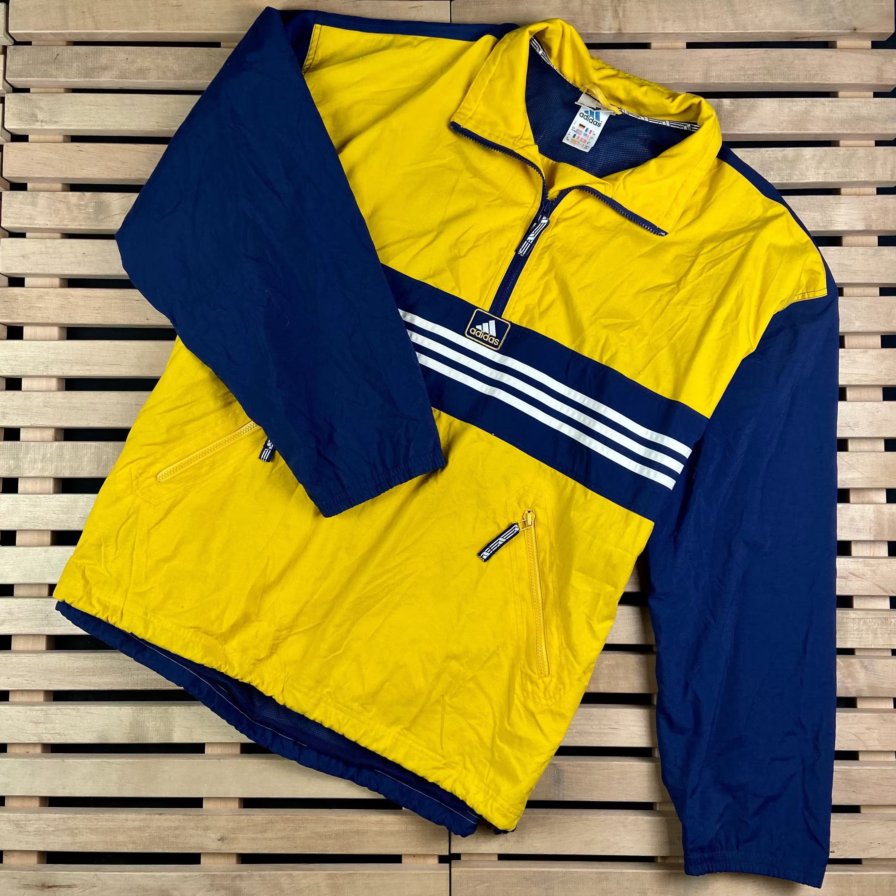 Adidas × Vintage Mens Jacket Pullover Anorak Adidas Vintage Yellow Size L Size US L / EU 52-54 / 3 - 1 Thumbnail