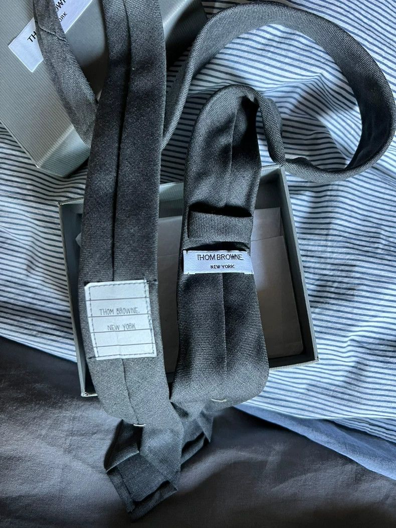 Thom Browne Thom Browne A medium grey tie Size ONE SIZE - 2 Thumbnail