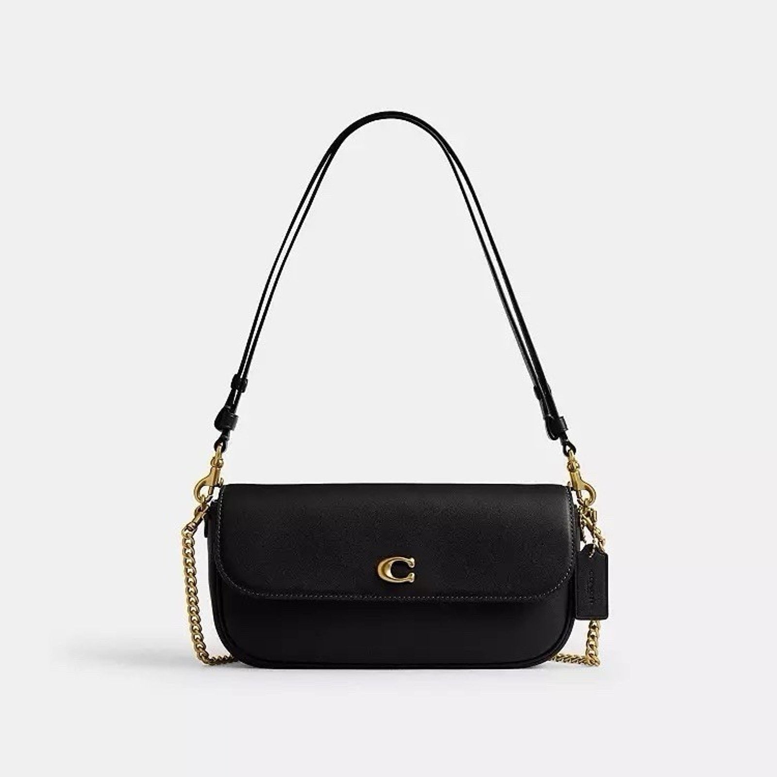 Coach NWT Coach CAN90 Brook Flap Chain Bag Leather Crossbody Black Size ONE SIZE - 7 Thumbnail