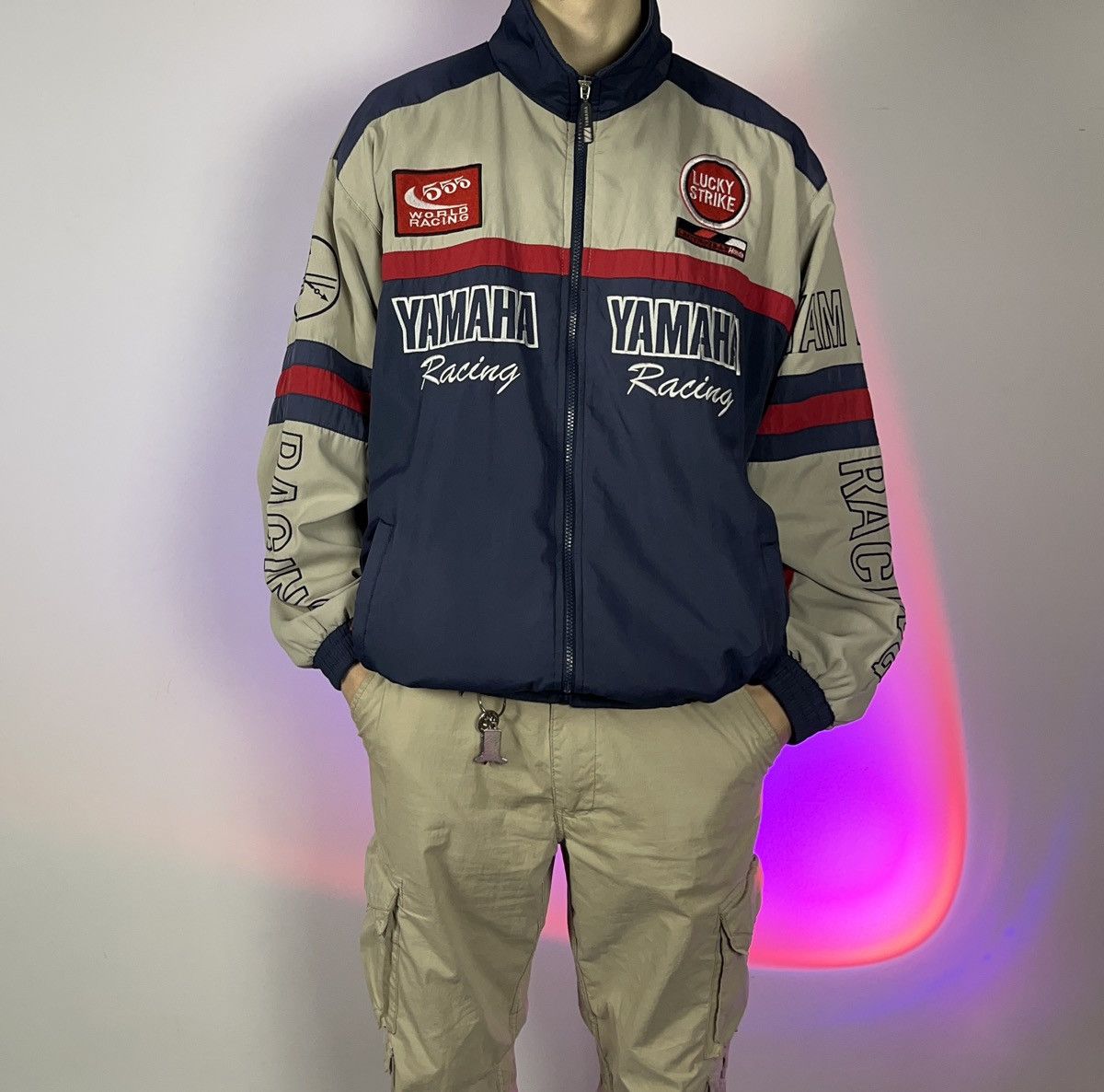 Vintage × Yamaha 💥VINTAGE💥 Yamaha 555 World Racing Sponsor Jacket Size US XXL / EU 58 / 5 - 18 Thumbnail