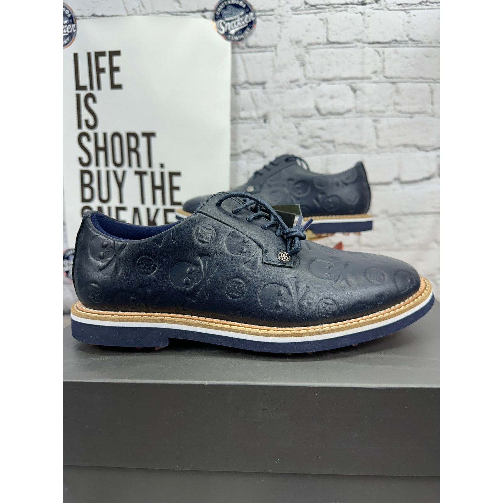 image of G/fore Gfore Debossed Leather Gallivanter Golf Shoes Men 8.5 in Blue (Size 9)