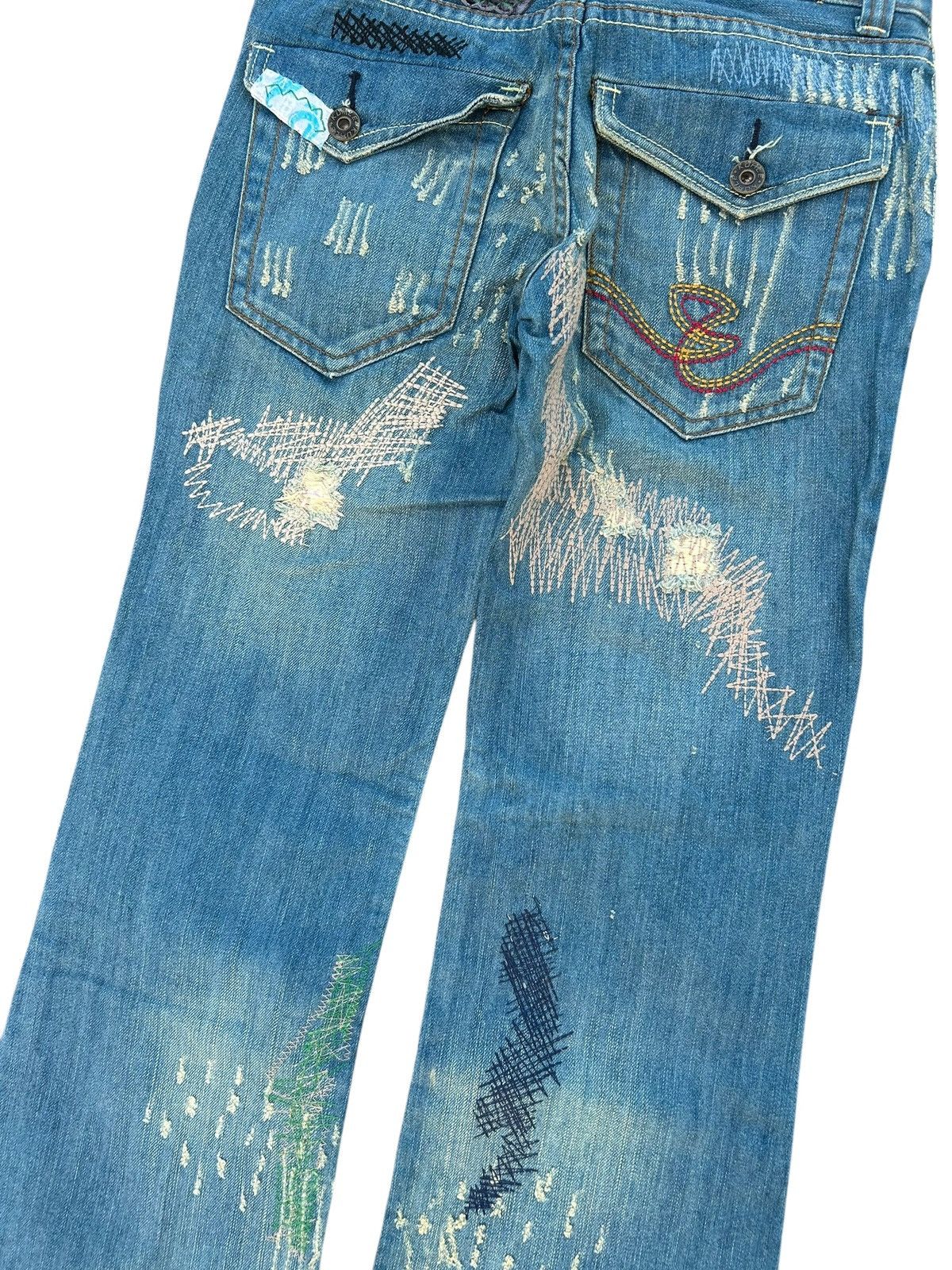 Kapital × Vintage × Who Decides War Hippies Style Japanese Distressed Denim Jeans Rare 🎌☠️ Size US 27 - 13 Thumbnail