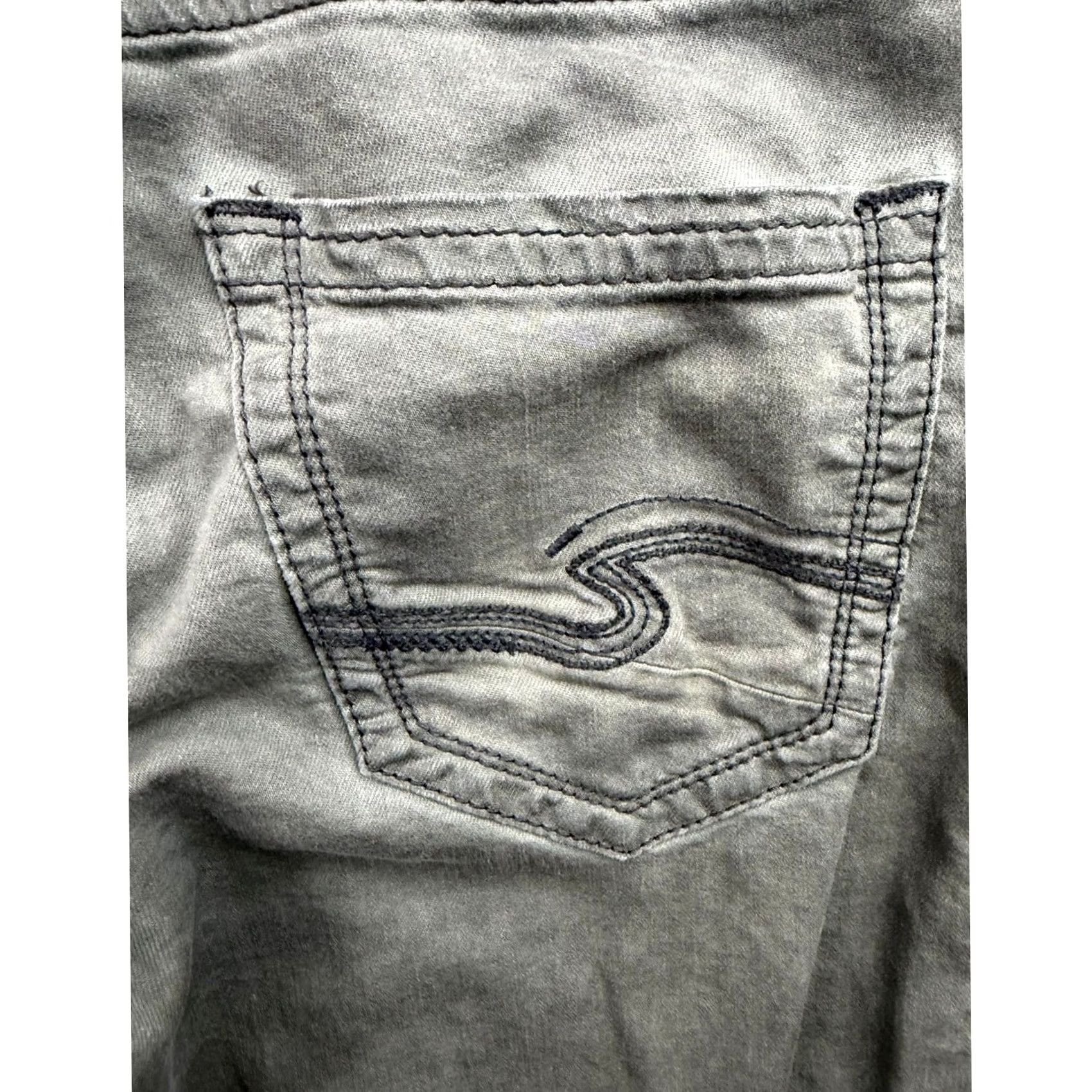 Silver Jeans Co. Silver Jeans Co. Eddie Relaxed Tapered Jeans Mens Olive Green EMC Denim 29x32 Size US 29 - 3 Thumbnail