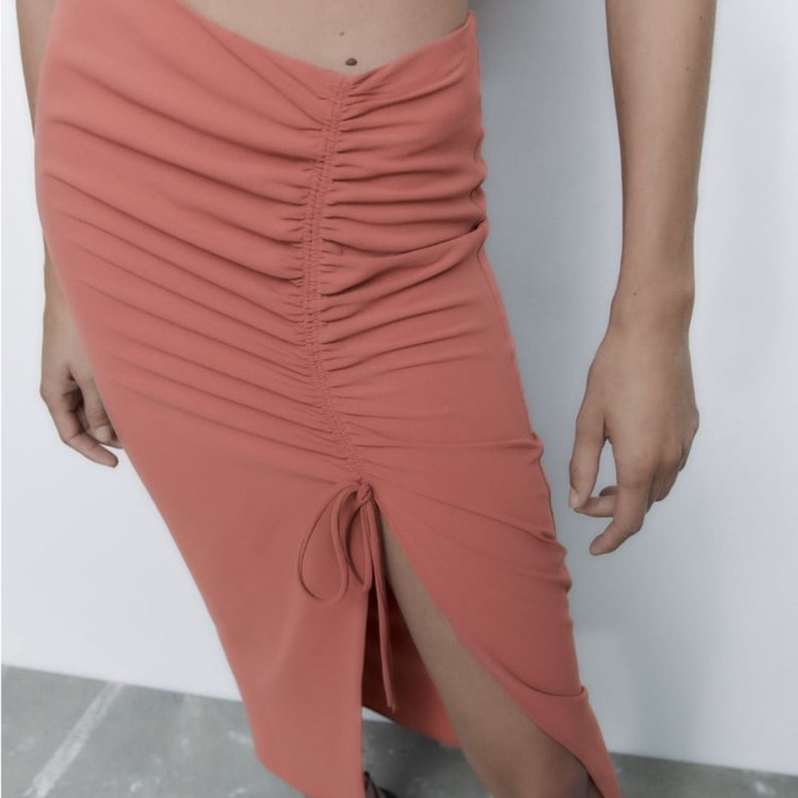 Zara ZARA DRAPED ASYMMETRIC DRESS MARSALA Size L / US 10 / IT 46 - 5 Thumbnail