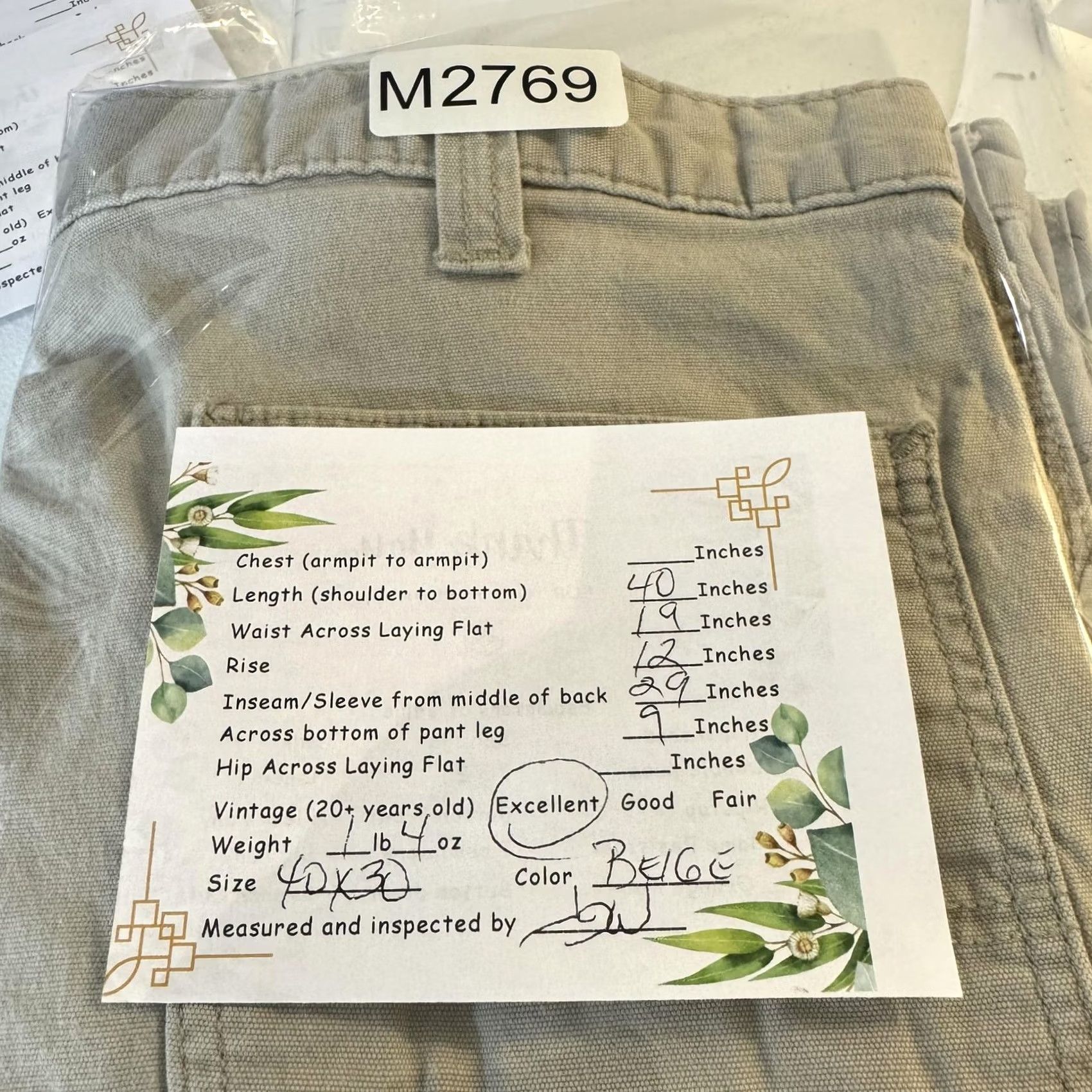 Carhartt VINTAGE Carhartt Pants Mens 40x29 Beige Relaxed Fit Utility Work Twill Carpenter Canvas Size US 40 / EU 56 - 6 Thumbnail