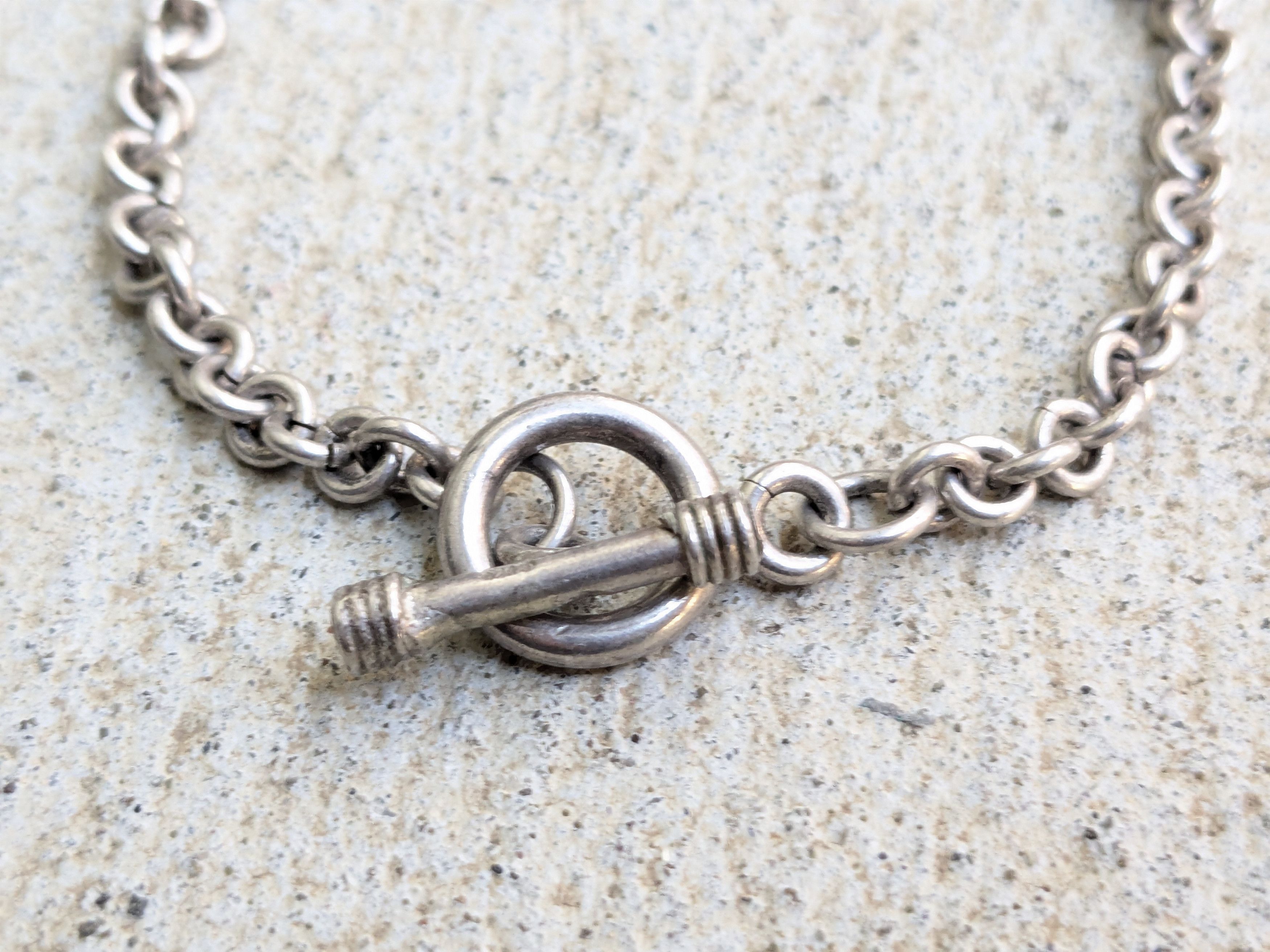 Jewelry Vintage Sterling Silver Bracelet Rolo Round 8.25" Chain Link Size ONE SIZE - 3 Thumbnail