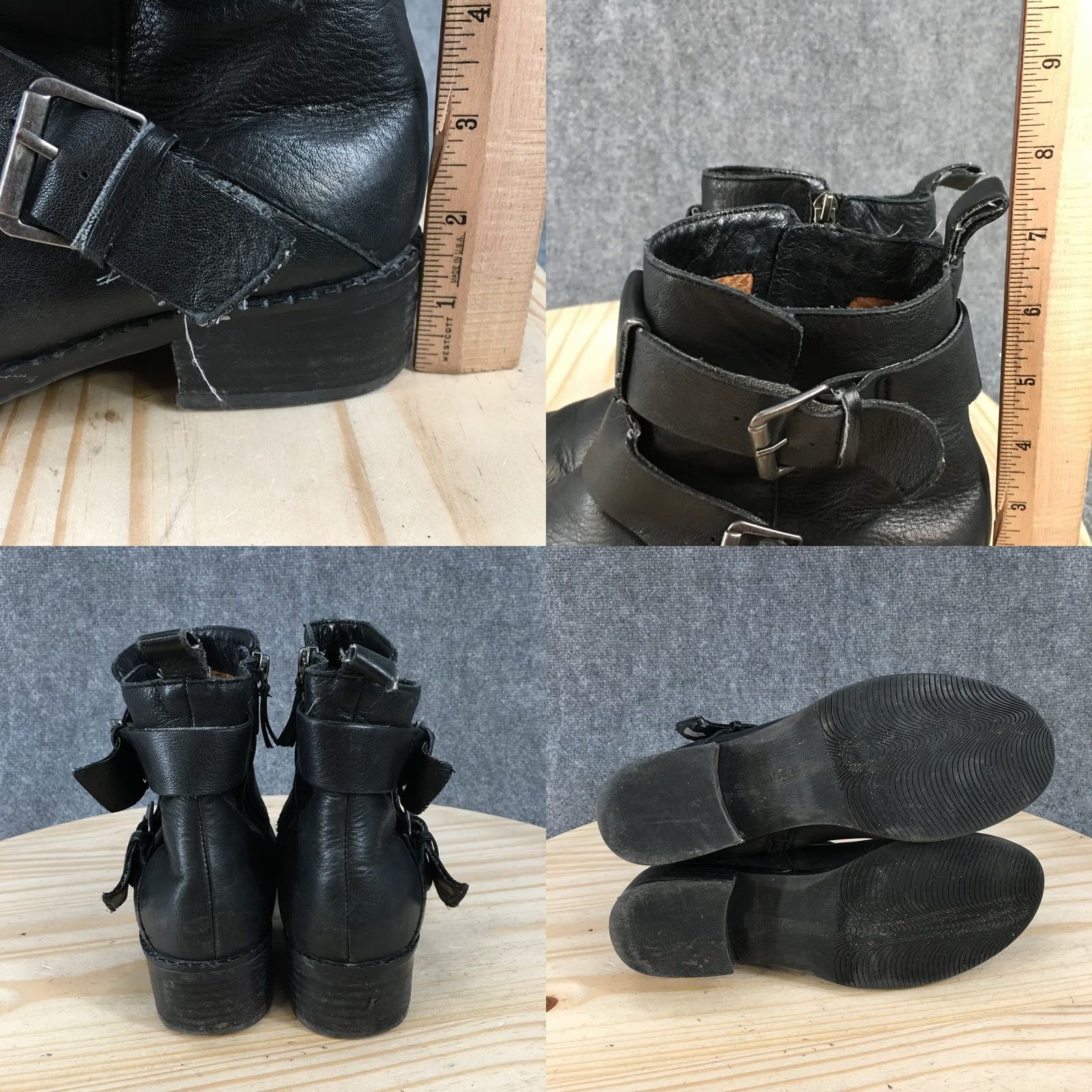 Vintage GENTLE Souls By Kenneth Cole Boots Womens 8M Ankle Bootie Black Leather Pull On Shoes Size US 8 / IT 38 - 9 Thumbnail