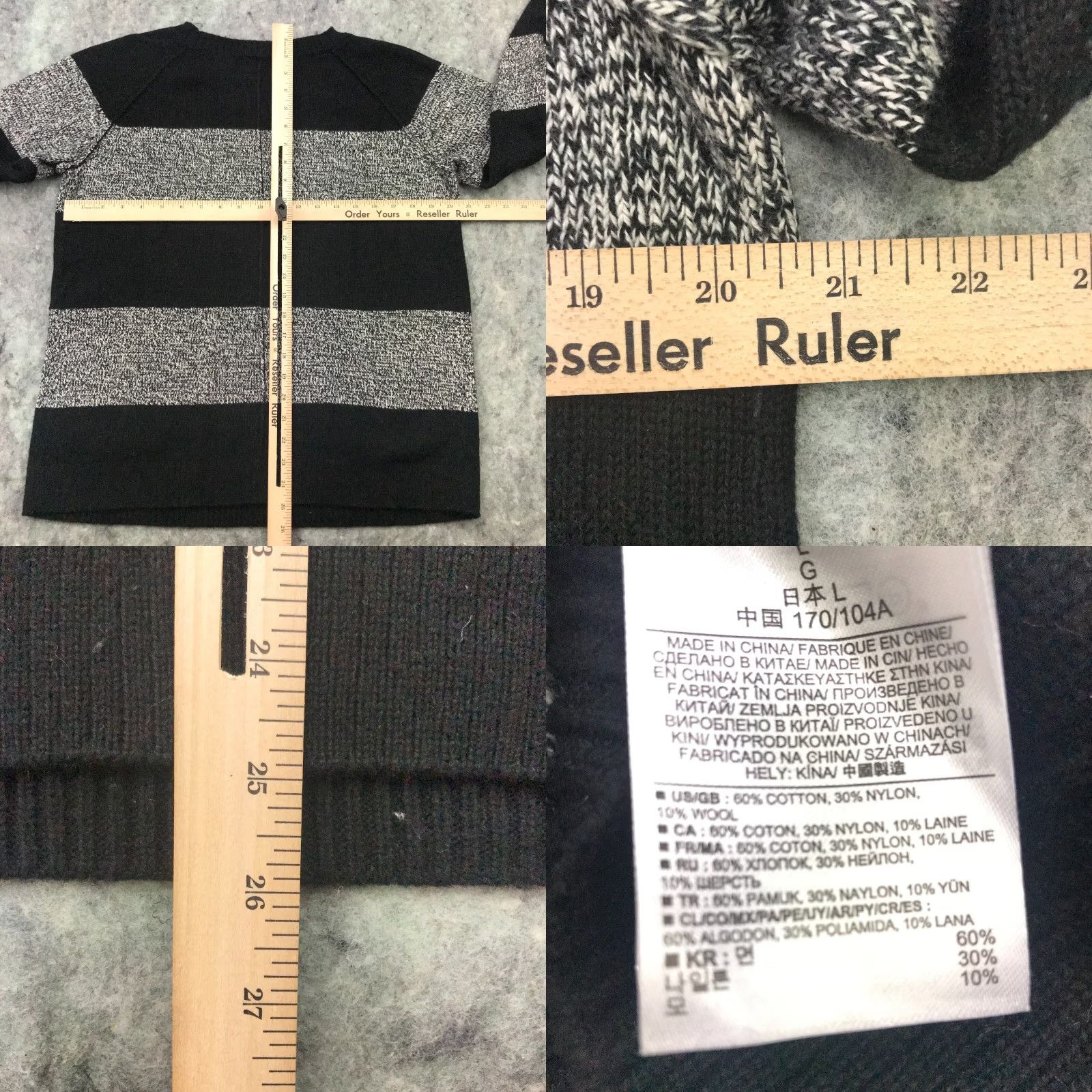 Gap VINTAGE Gap Sweater Large Gray Striped Knit Cotton/Wool Blend Long Sleeve Pullover Womens Size L / US 10 / IT 46 - 8 Thumbnail