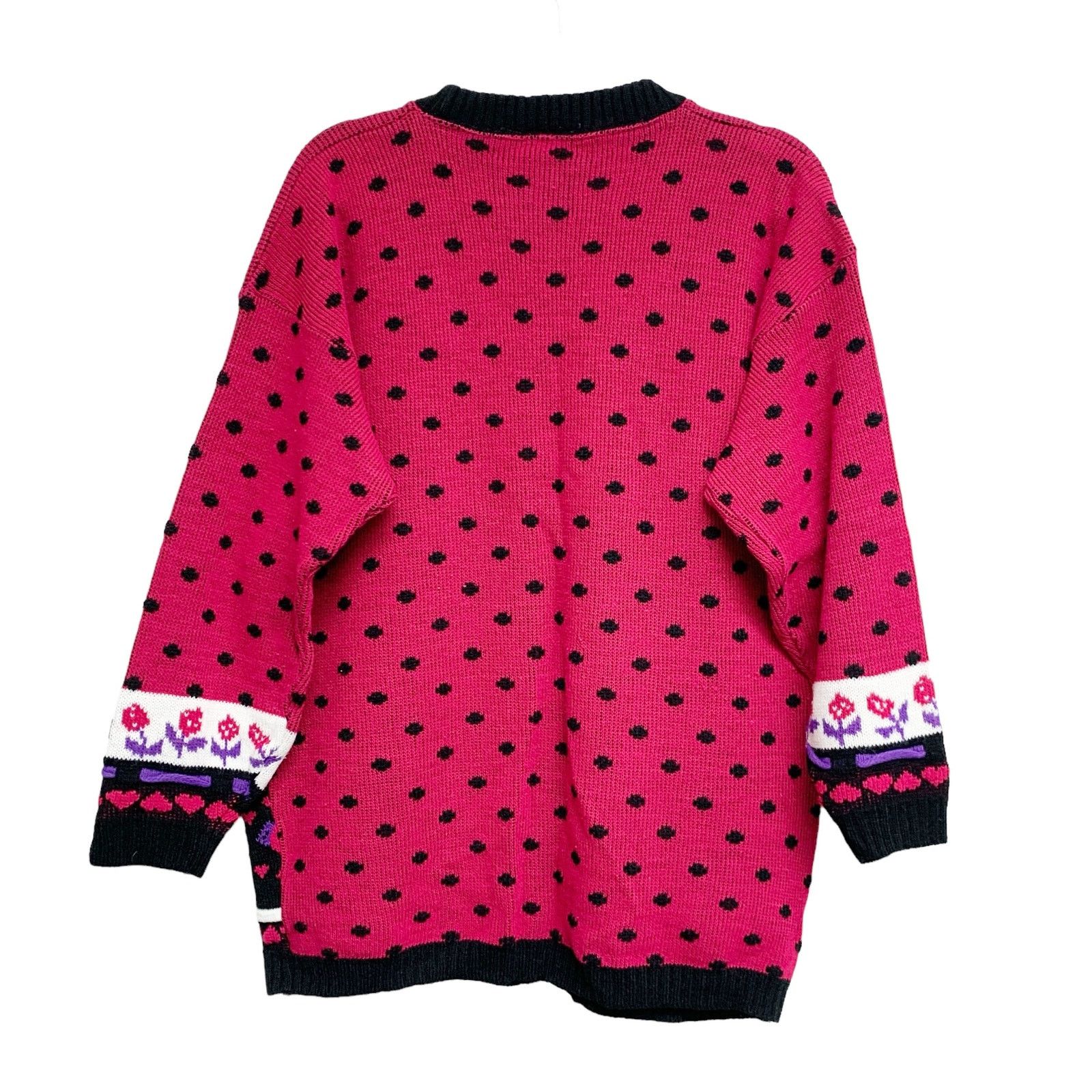 Vintage Vintage New Addition Floral Dot Knit Pullover 90s Sweater Size ONE SIZE - 6 Thumbnail