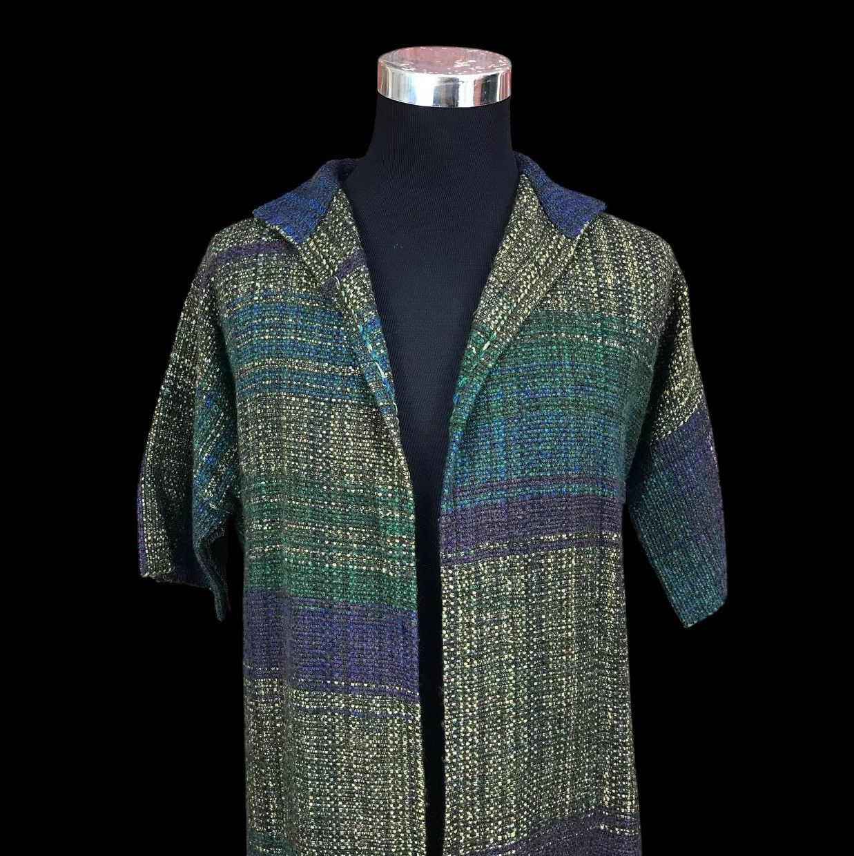 Japanese Brand JAPANESE MINIMALIST BUTTONLESS TWEED COLORBLOCK SHORTSLEEVE Size US M / EU 48-50 / 2 - 10 Thumbnail