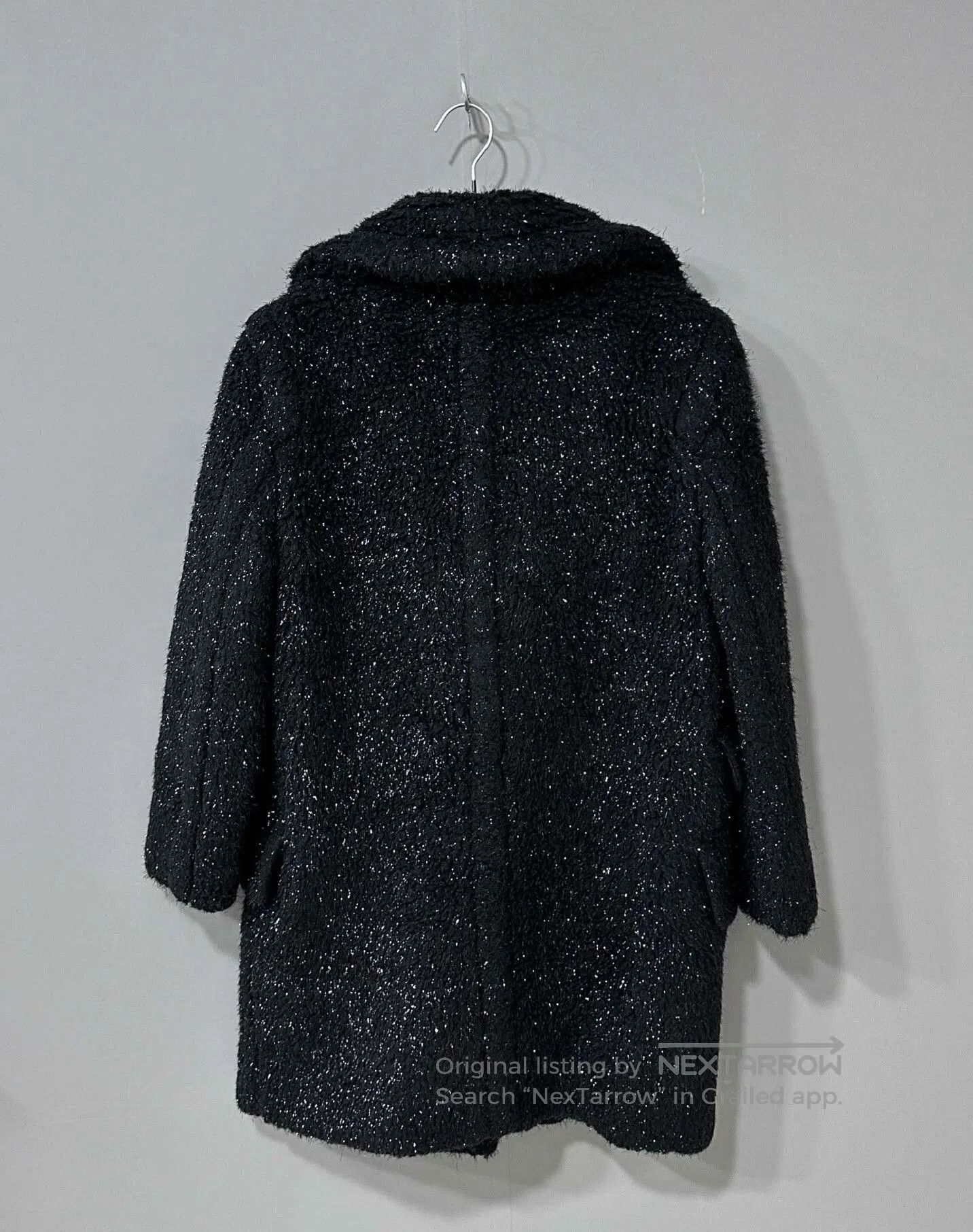Max Mara black teddy coat with silver threads. Size M / US 6-8 / IT 42-44 - 3 Thumbnail