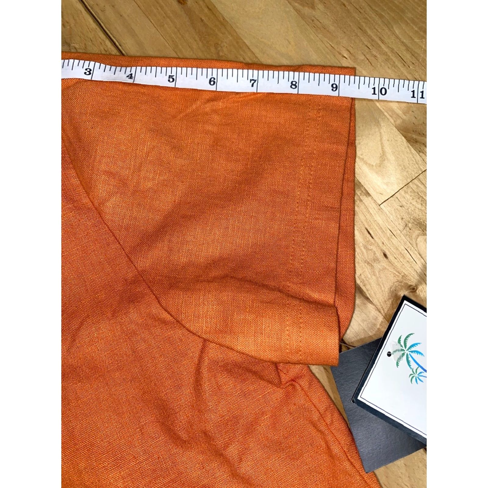 Vintage Island Influence Orange Womens Button-Down Short Sleeve Casual Shirt 10 Adult Regular Linen Blend Solid Collar Down Size L / US 10 / IT 46 - 4 Thumbnail