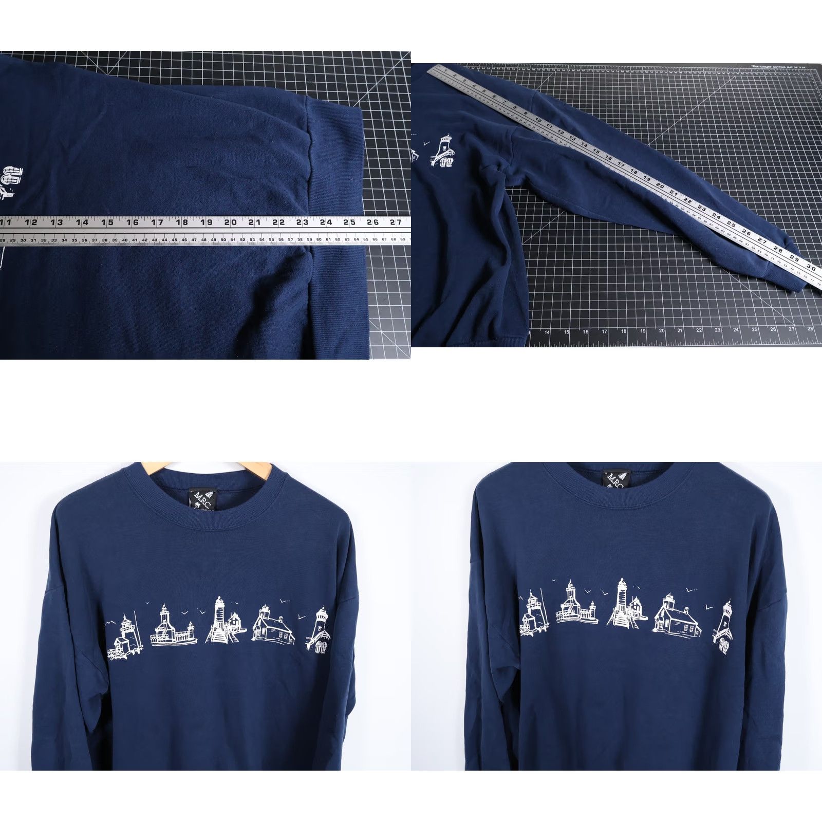 Jerzees VINTAGE Michigan Rag Co. Lighthouse Sweatshirt Jerzees 2X Blue 50/50 Crew Neck Long Sleeve Graphic Print Men Size US XXL / EU 58 / 5 - 8 Thumbnail