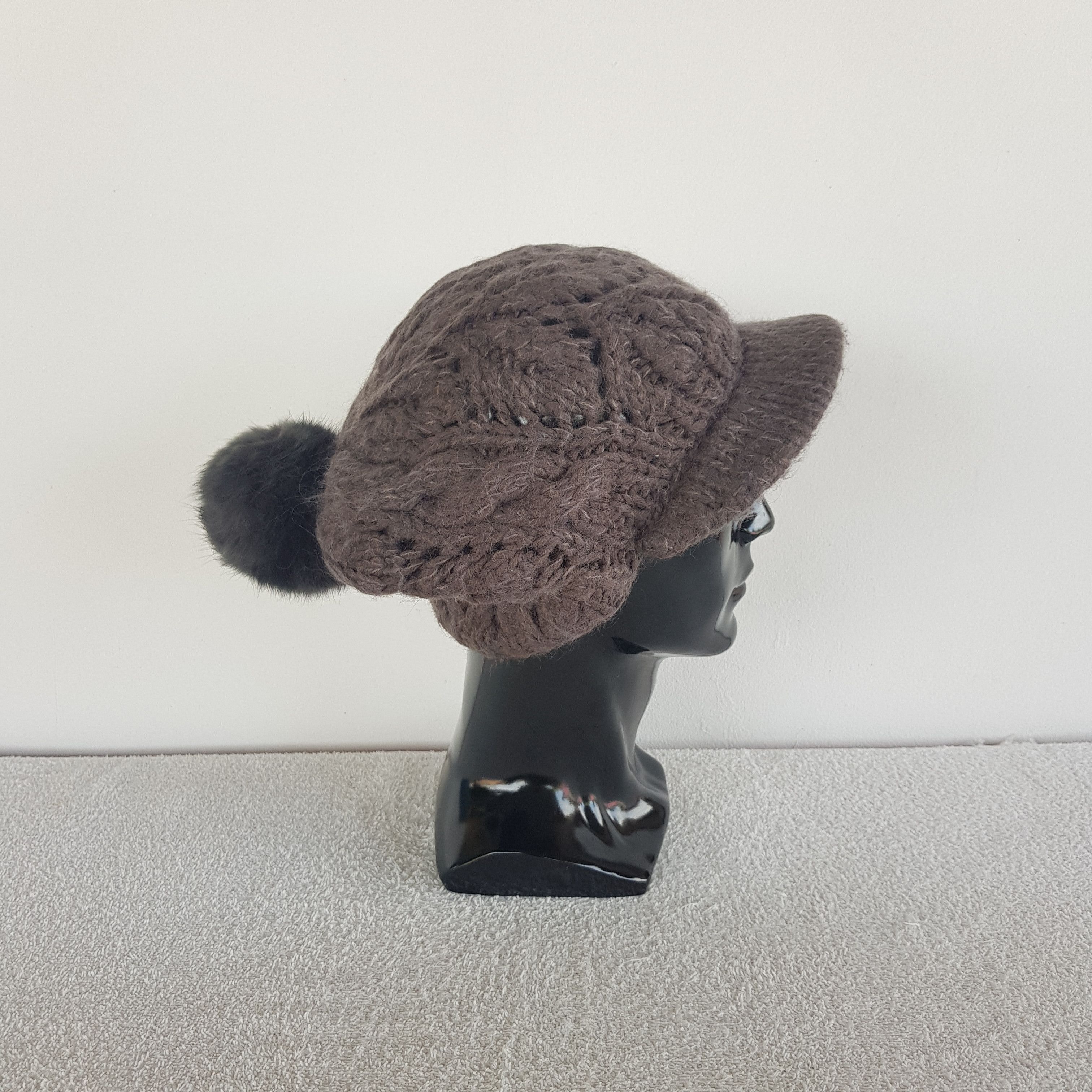Homespun Knitwear Vintage Yaokichi Brim Knit Crochet Beanie Snow Caps Hats. Size ONE SIZE - 3 Thumbnail