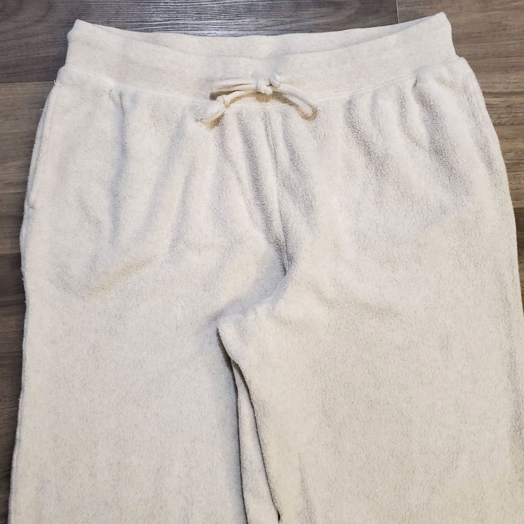 Vintage Aerie Womens L Ivory Relaxed Soft Terry Wide Leg Jogger Pants Lounge Wide-Leg Pants Casual Girls? Size 36" / US 14 / IT 50 - 3 Thumbnail