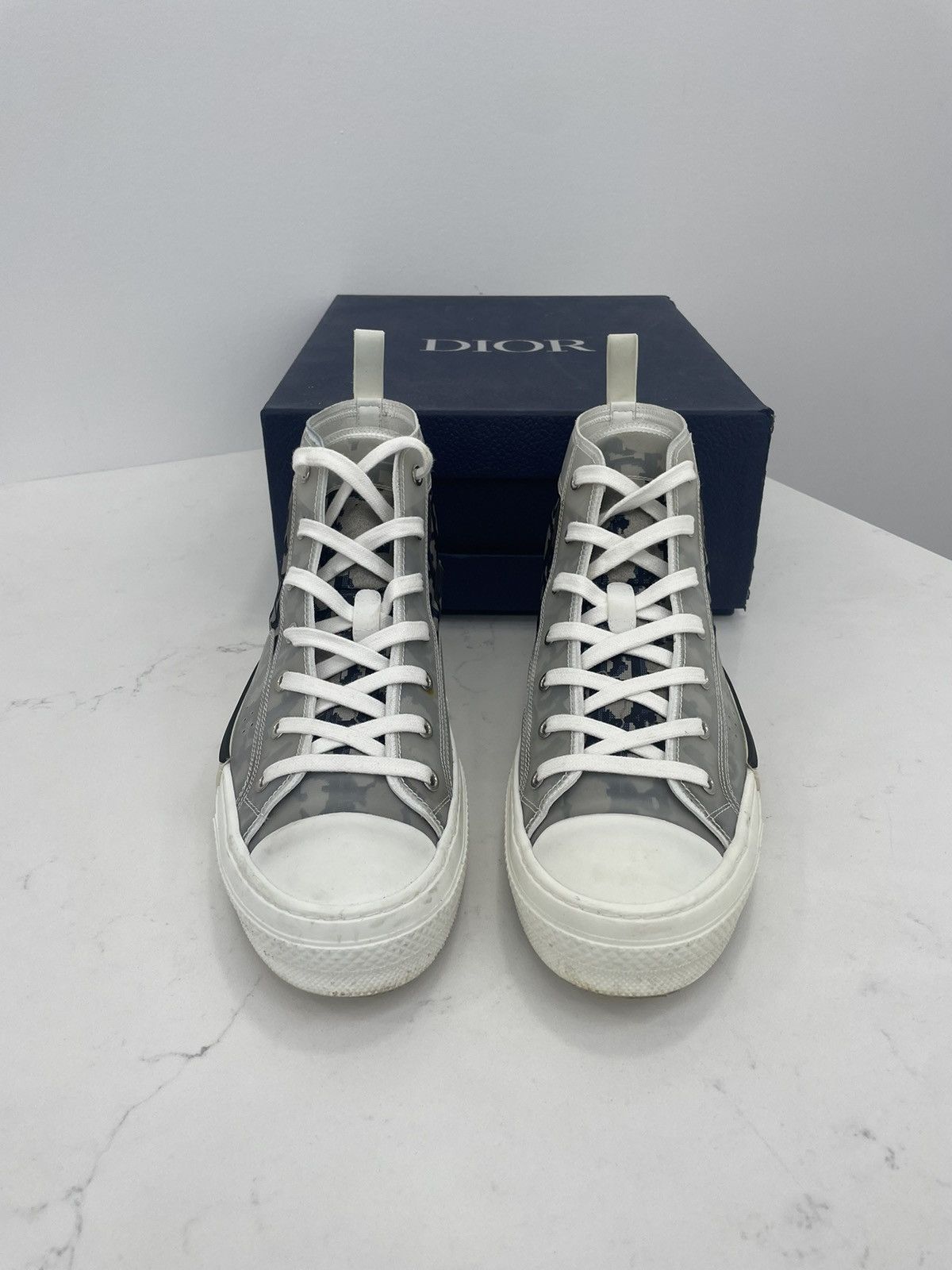 Dior Hi-top Dior B23 Grey, white, and navy blue Size US 9 / EU 42 - 2 Thumbnail