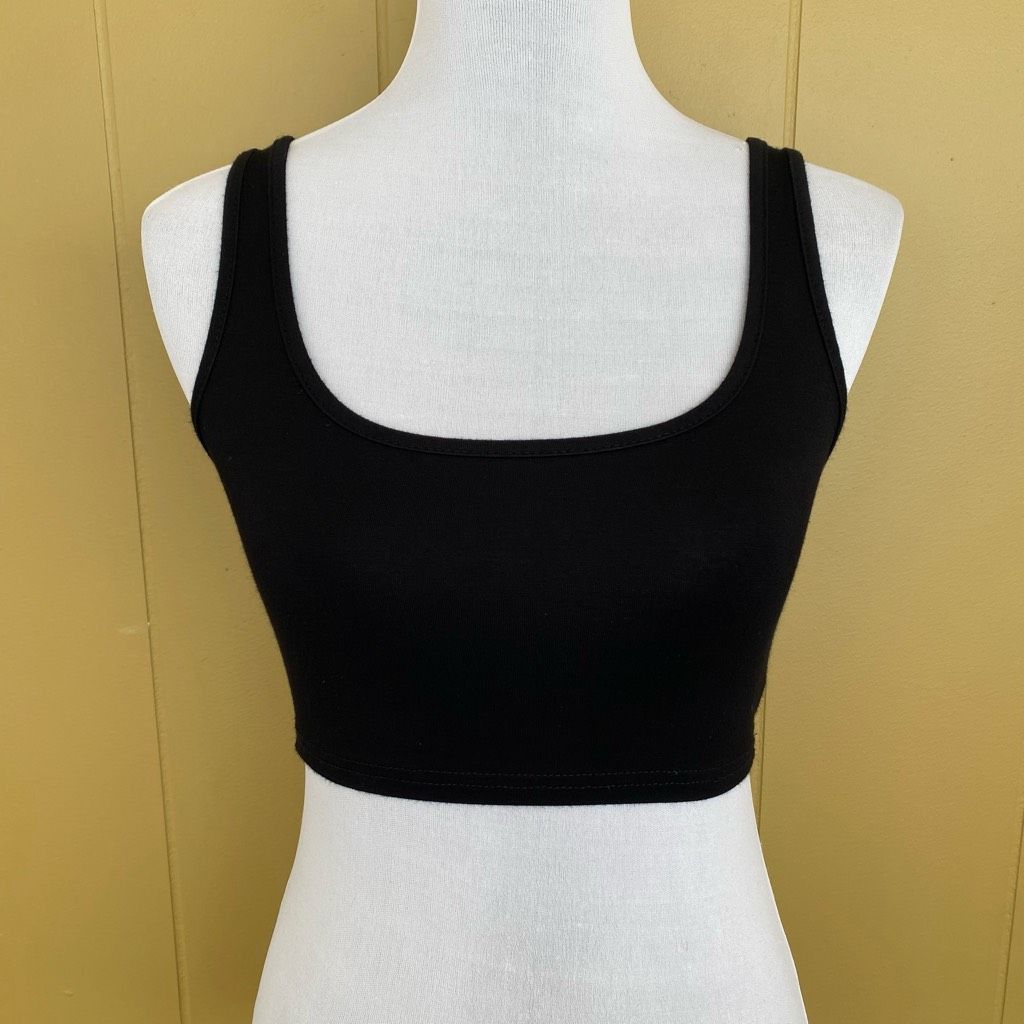 Shein SHEIN women S soft feel scoopneck crop tank top black Size S / US 4 / IT 40 - 1 Thumbnail