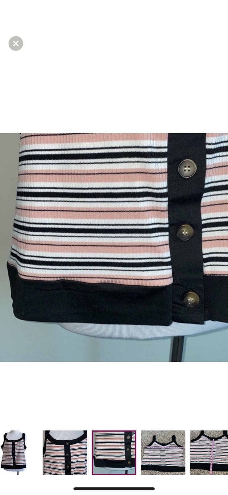 Shein Shein 0XL striped button front tank top Size XL / US 12-14 / IT 48-50 - 2 Thumbnail
