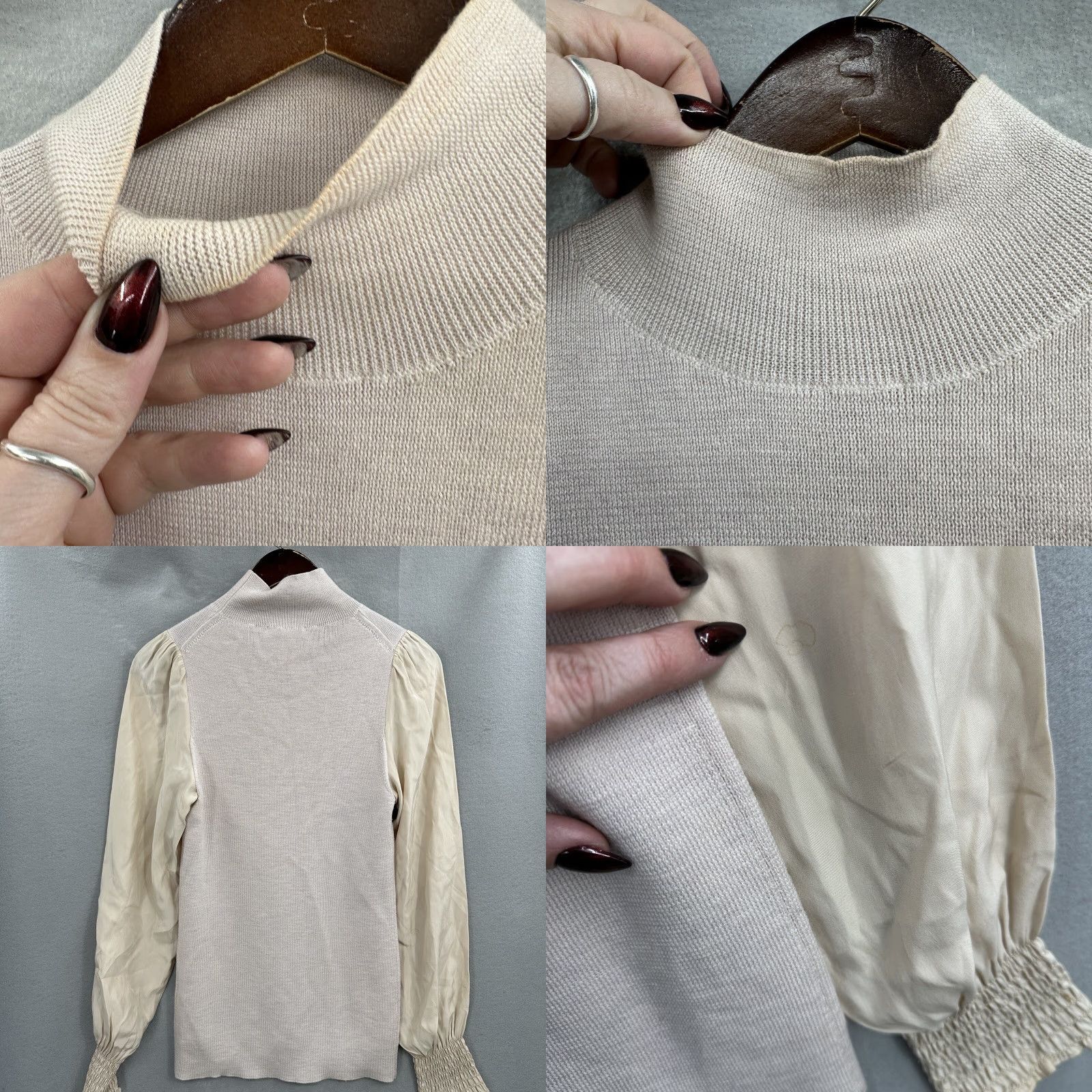 Rebecca Taylor Rebecca Taylor Sweater Womens Medium Puff Sleeve High Neck Knit Blush Pink Designer Ruffle Size M / US 6-8 / IT 42-44 - 8 Thumbnail