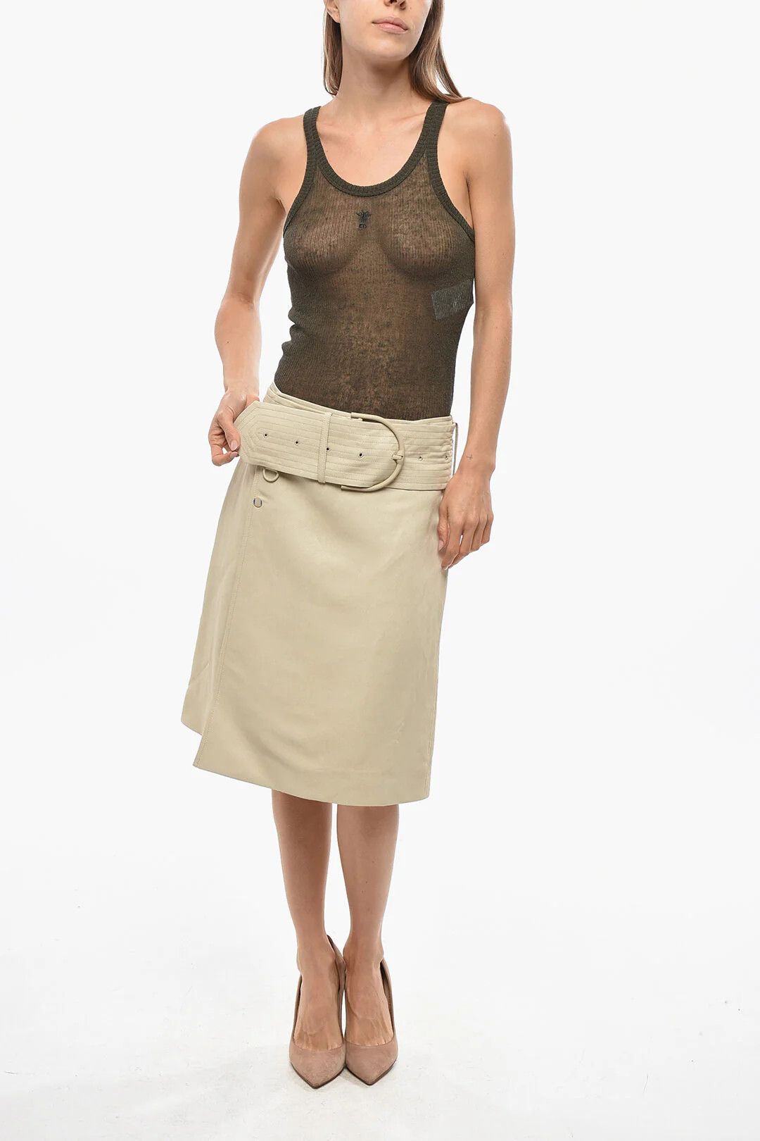 Burberry og1mm0426 Midi Wrap Skirt in Beige Size 25" / US 0 / IT 36 - 4 Thumbnail