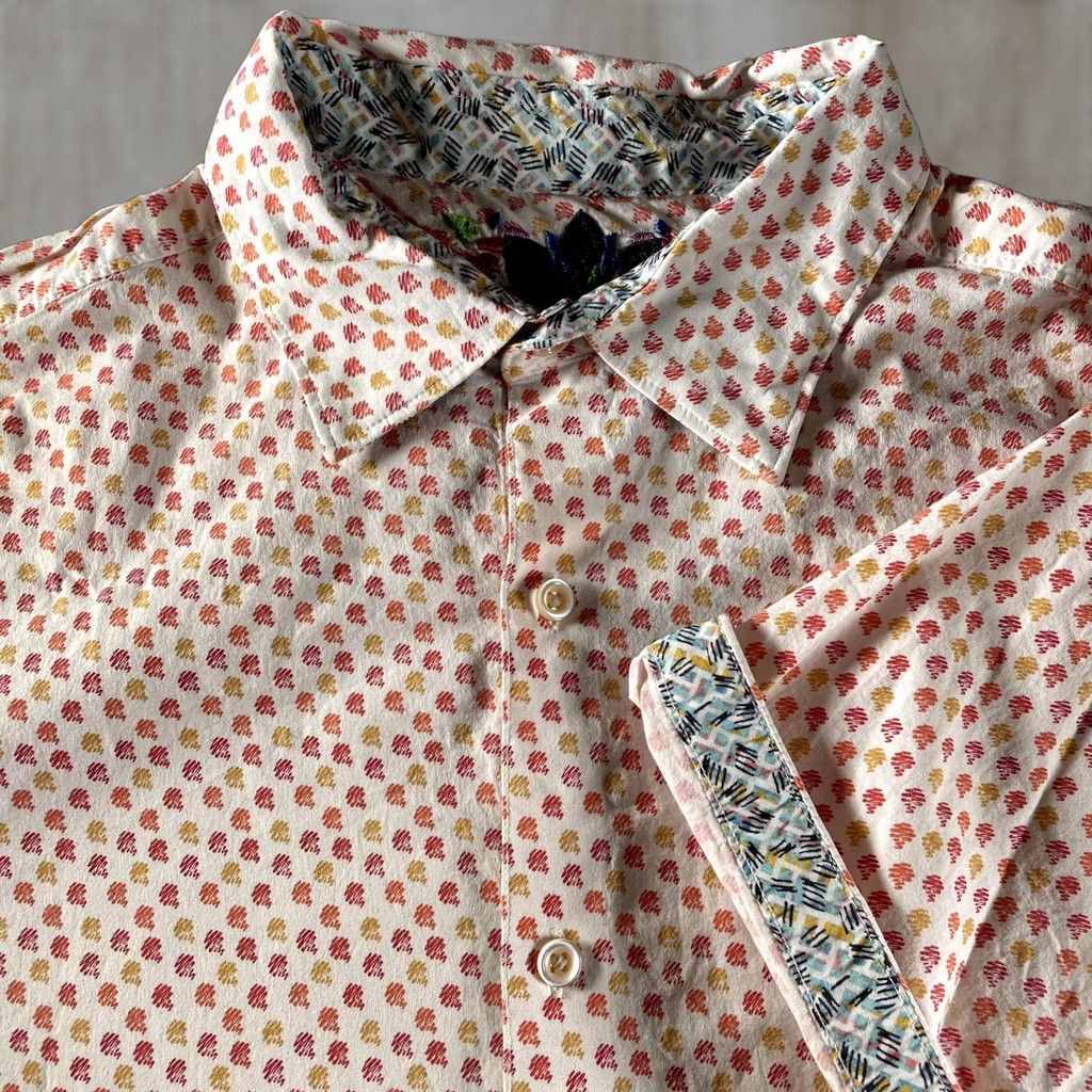 Robert Graham Robert Graham Shirt Mens XL White Micro Print Short Sleeve Classic Fit Stretch Button-Up Size US XL / EU 56 / 4 - 1 Thumbnail