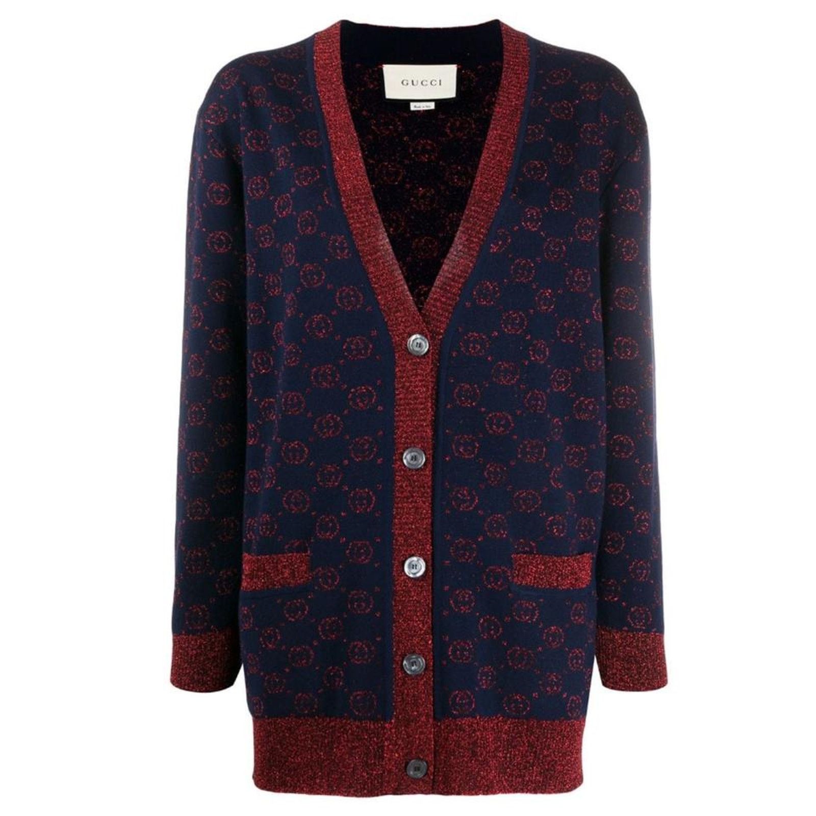 Gucci GG supreme logo metallic cardigan Size S / US 4 / IT 40 - 1 Thumbnail