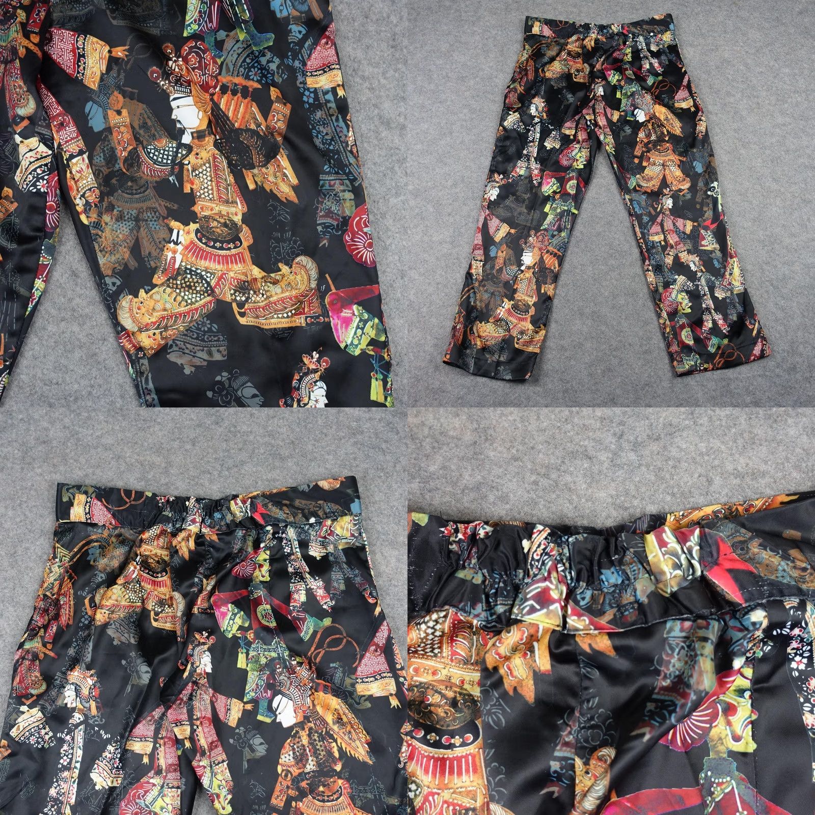 Vintage Womens XL Black Dress Pants Geometric Art Satin Wide-Leg 35 in Waist 29 in Inseam Trousers Vintage No Size 40" / US 18 - 8 Thumbnail