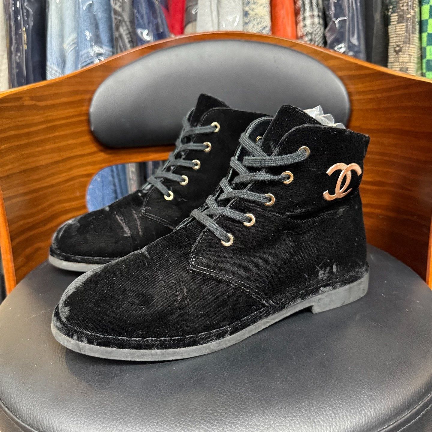 Chanel Chanel Velvet Boots us_6-5 Women Size US 6.5 / IT 36.5 - 1 Thumbnail