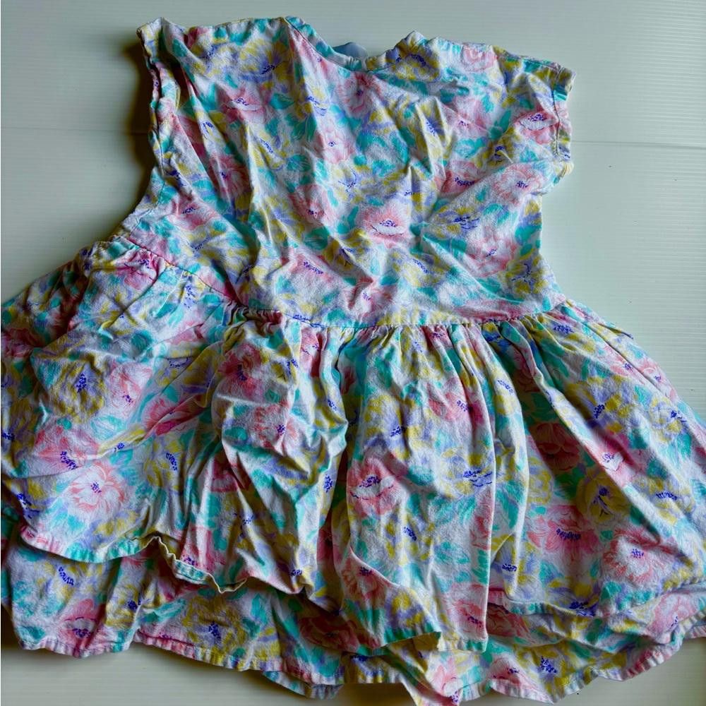 Designer Vintage Le Cotonnier Pastel Floral Dress Size XXS / US 00 / IT 34 - 2 Thumbnail